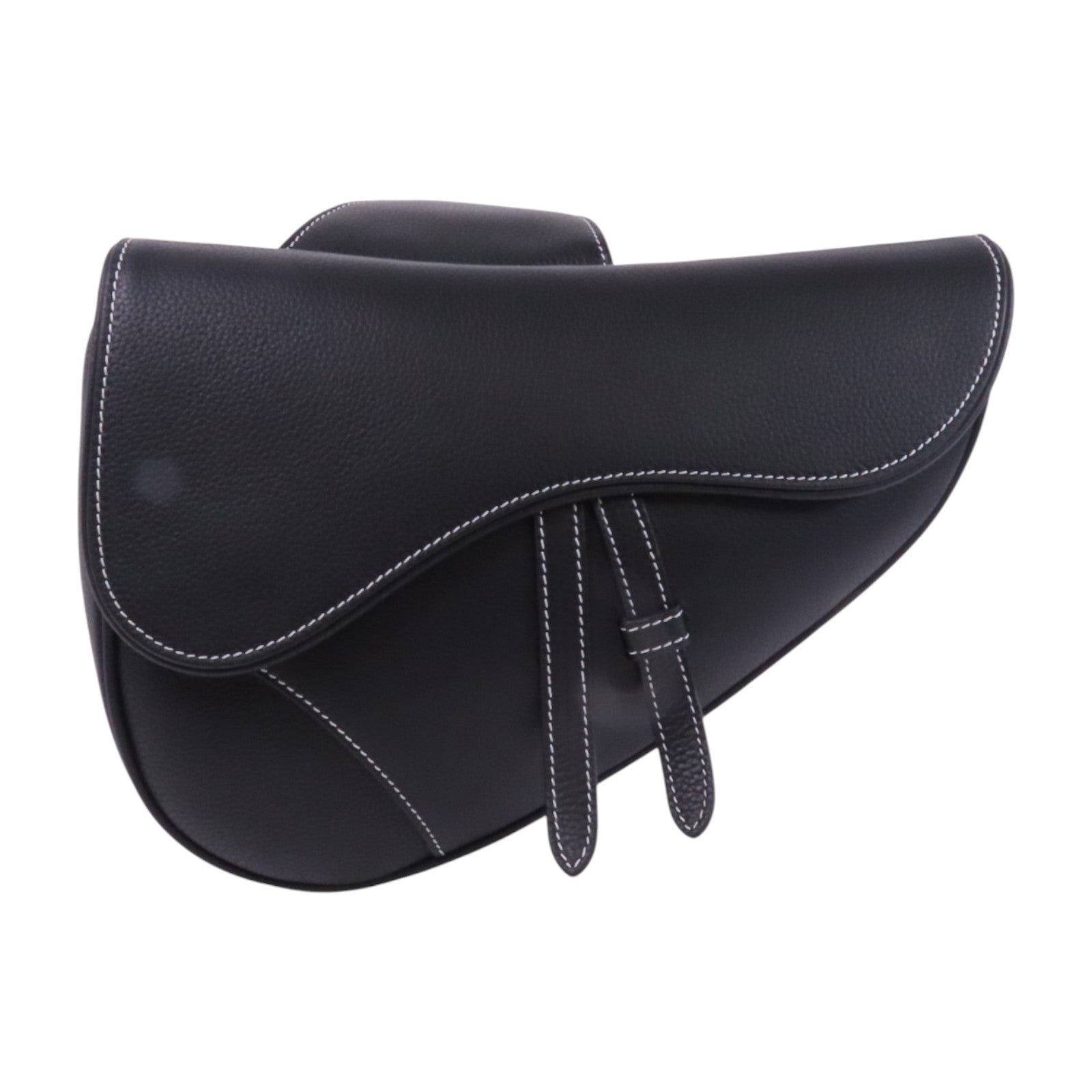Dior 牛皮皮革Saddle Bag銀扣肩背袋