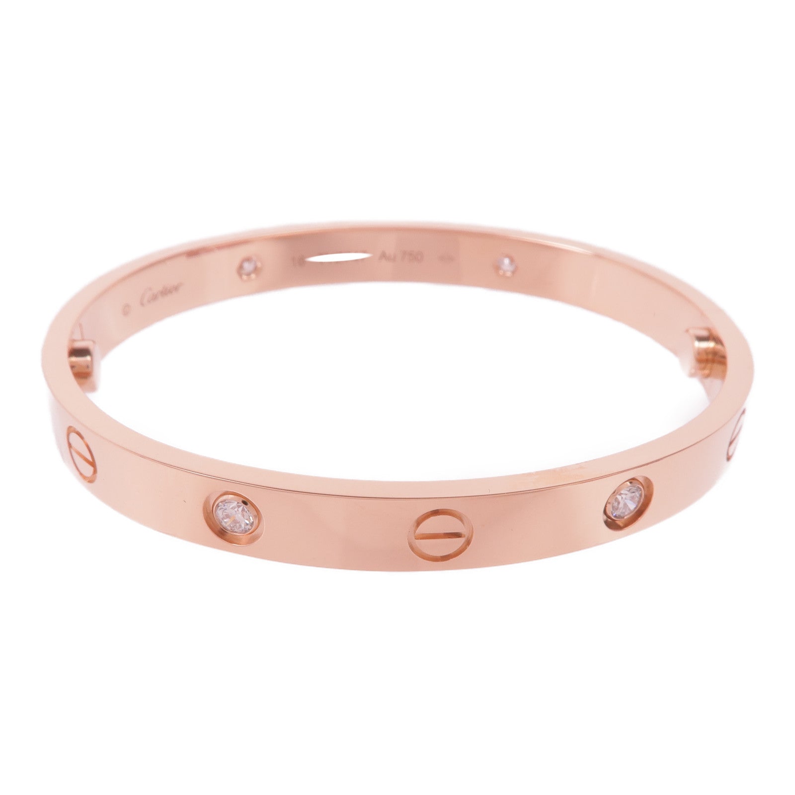 CARTIER 18K玫瑰金Love Bracelet 4 Diamonds鑽石手鐲Cartier#16