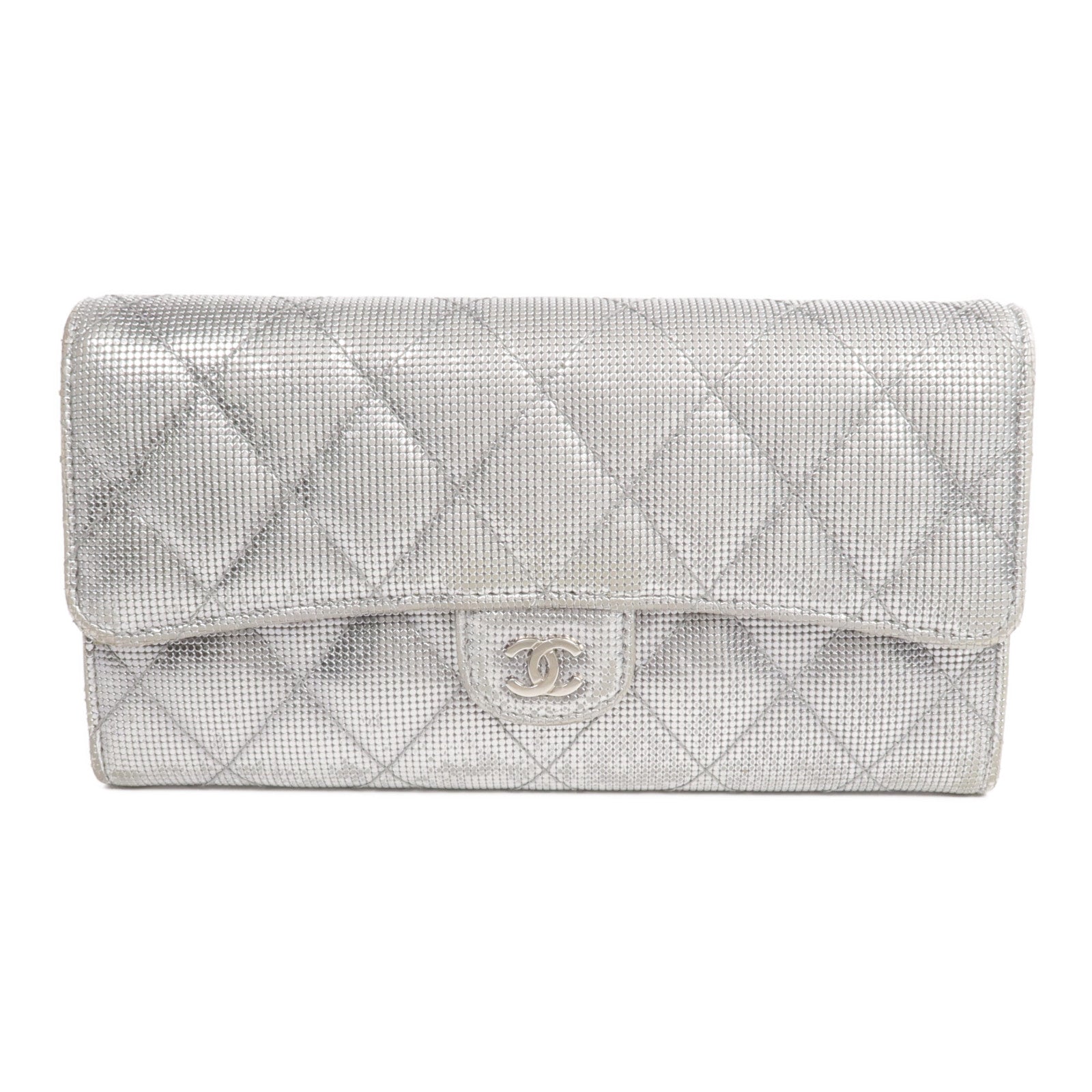 CHANEL 牛皮皮革Long Wallet銀扣長錢包