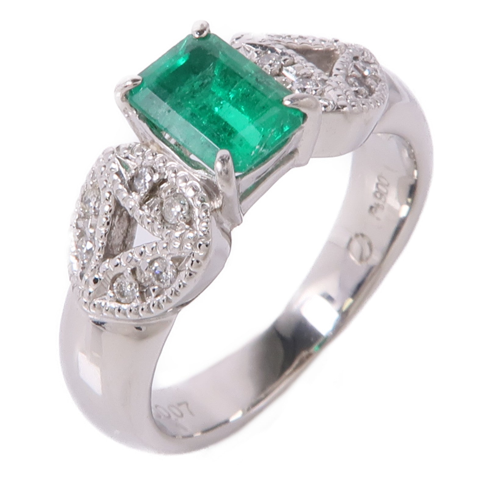 JEWELRY PT900鉑金Emerald/Diamond Ring綠寶石/鑽石戒指US#5.25