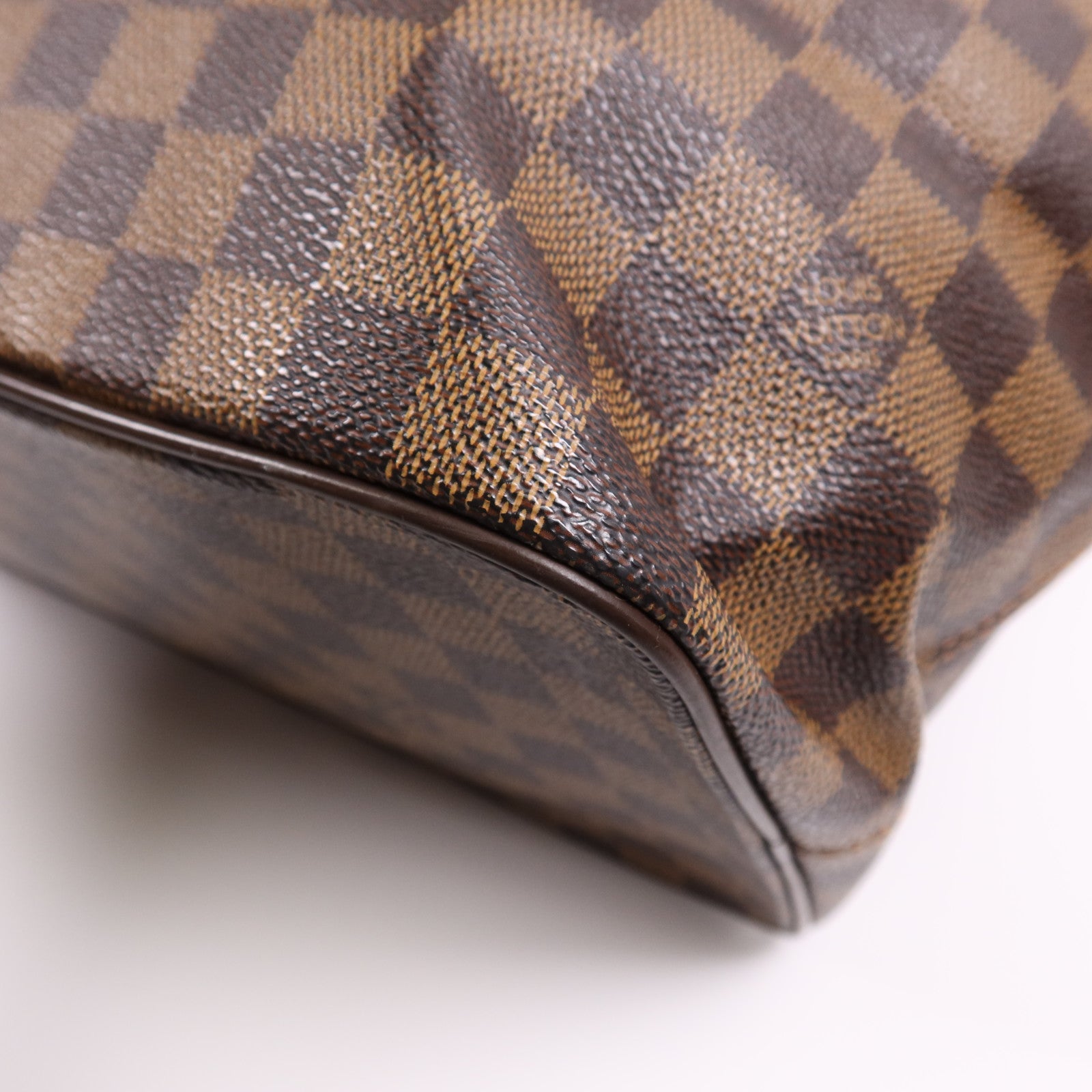 LOUIS VUITTON Damier Saleya MM金扣肩背袋/手挽袋棕色
