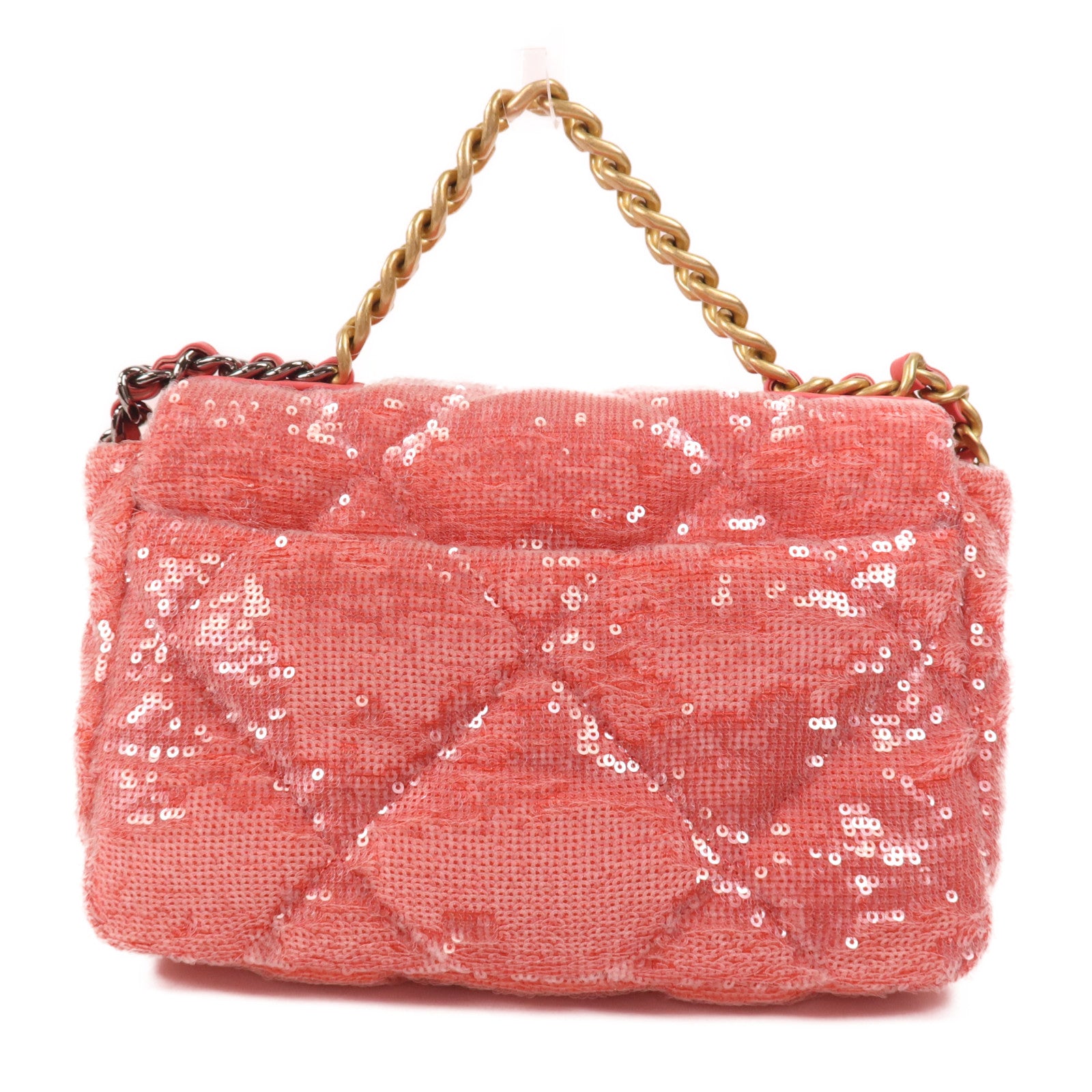 CHANEL 亮片Chanel 19 Sequin Flap Bag金扣手挽肩背兩用袋