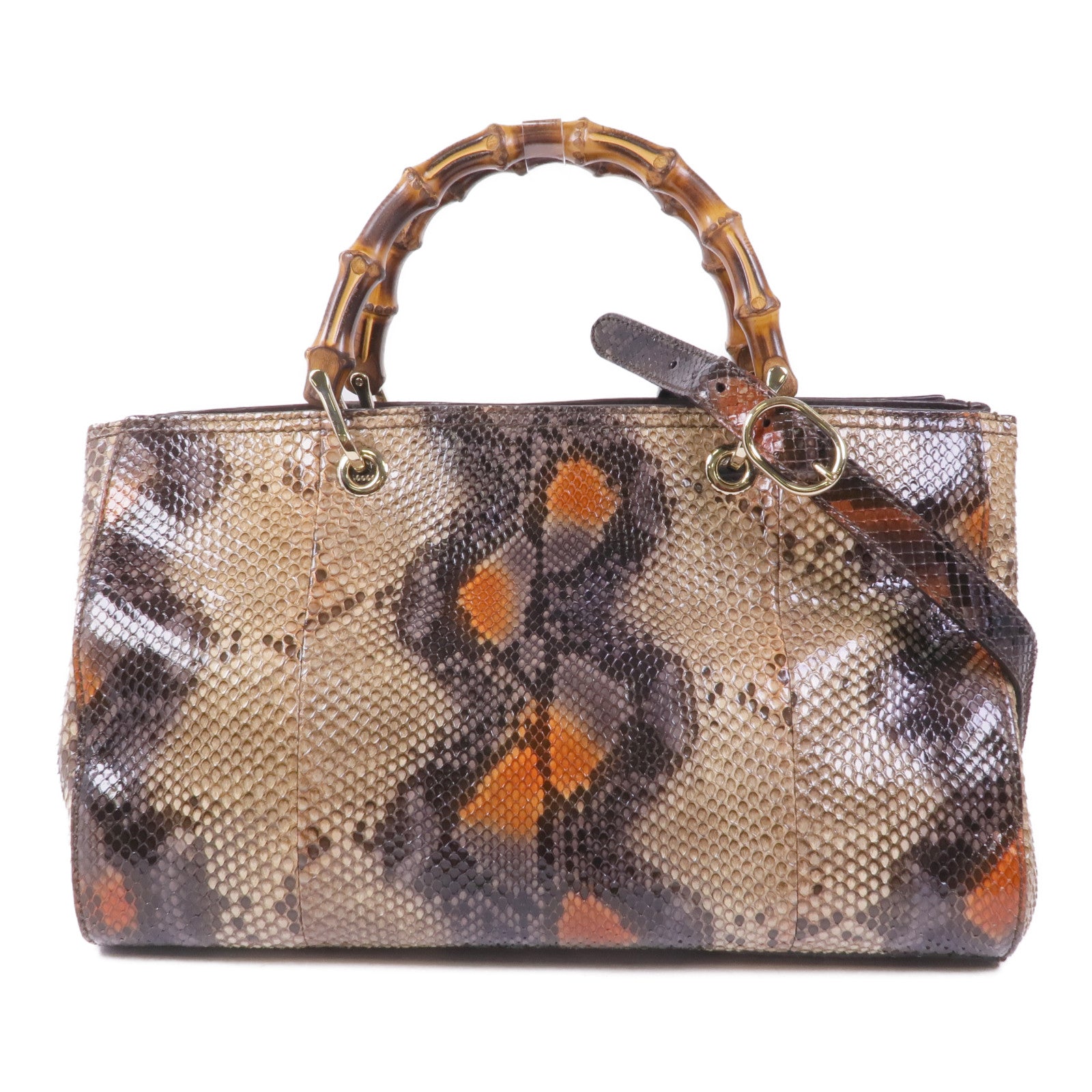 GUCCI 蛇皮皮革Shoulder Bag銀扣手挽肩背兩用袋