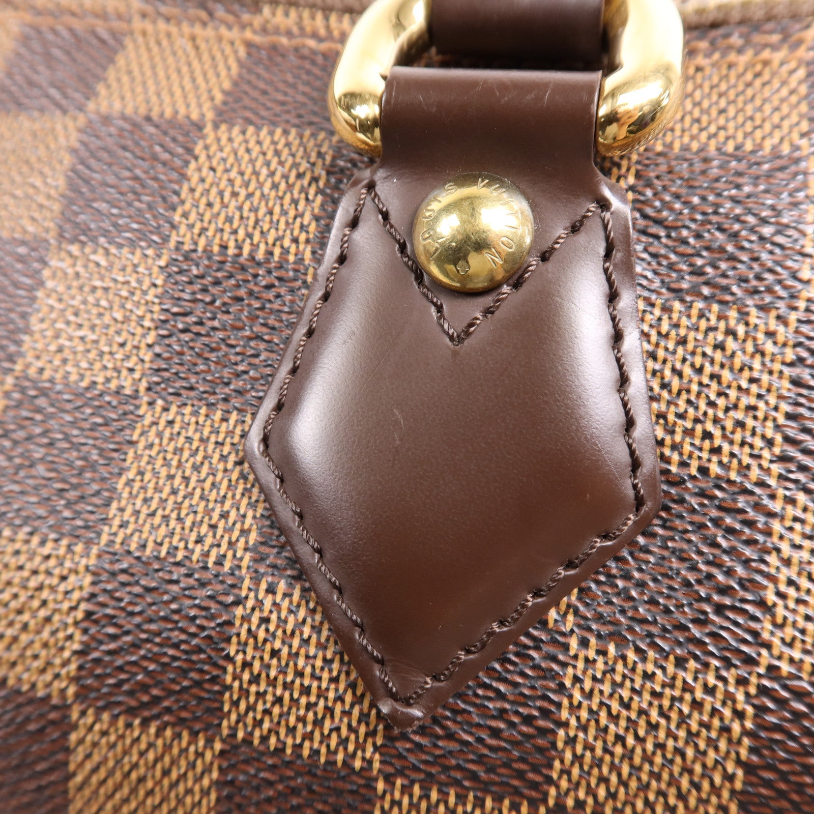 LOUIS VUITTON Damier Saleya MM金扣肩背袋/手挽袋棕色