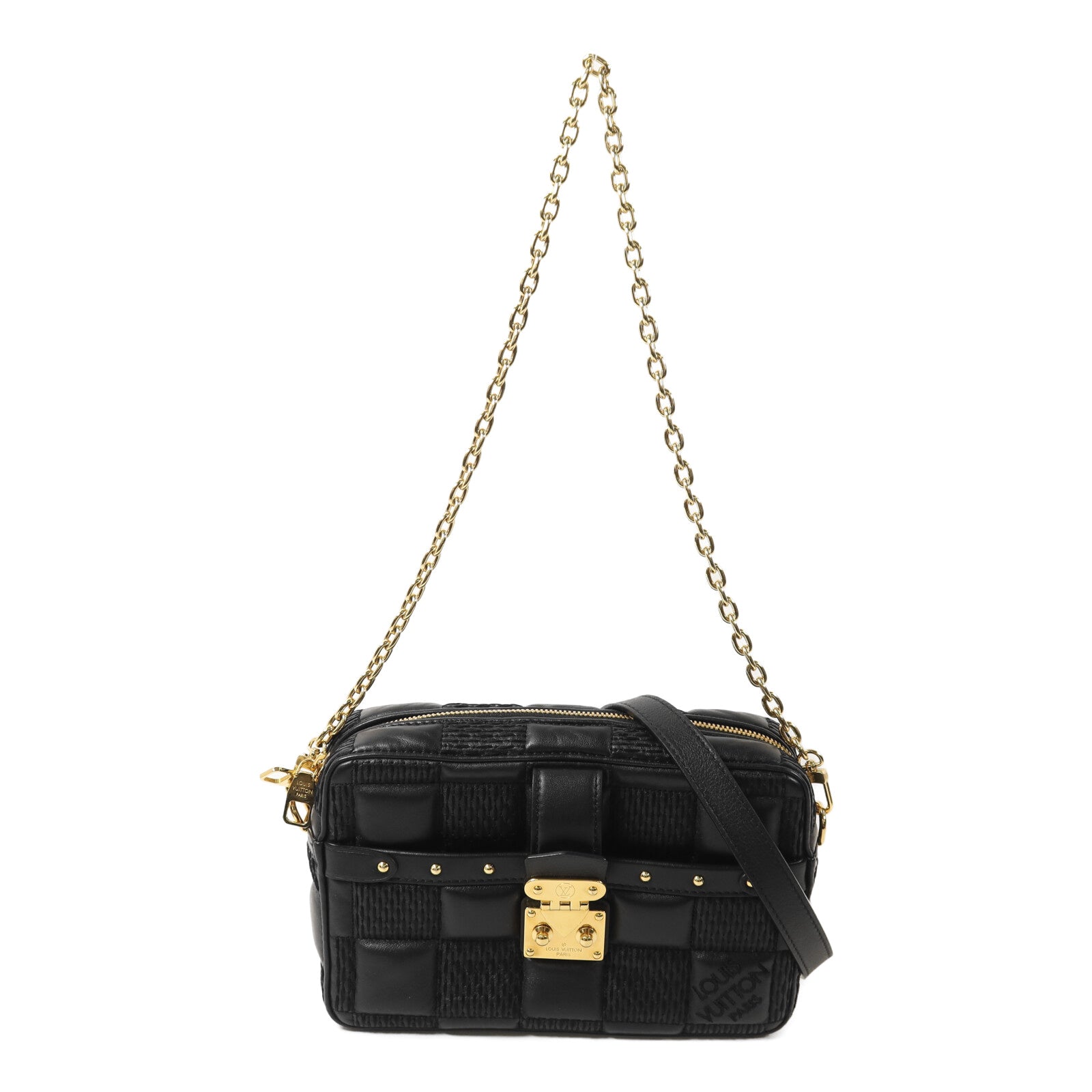 LOUIS VUITTON 羊皮皮革Troca PM金扣鏈帶手挽肩背兩用袋