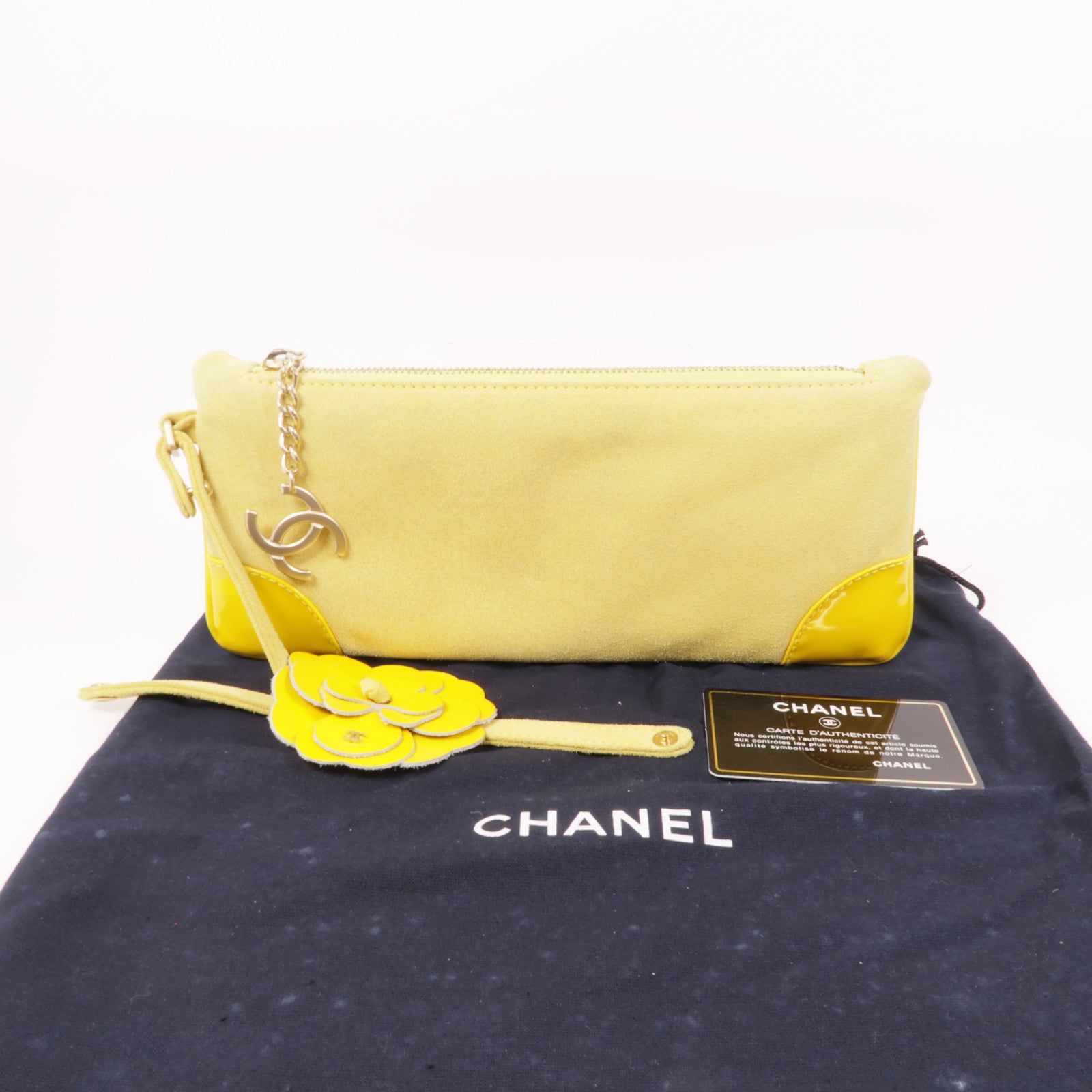 CHANEL 麂皮皮革Clutch Bag金扣手拿包