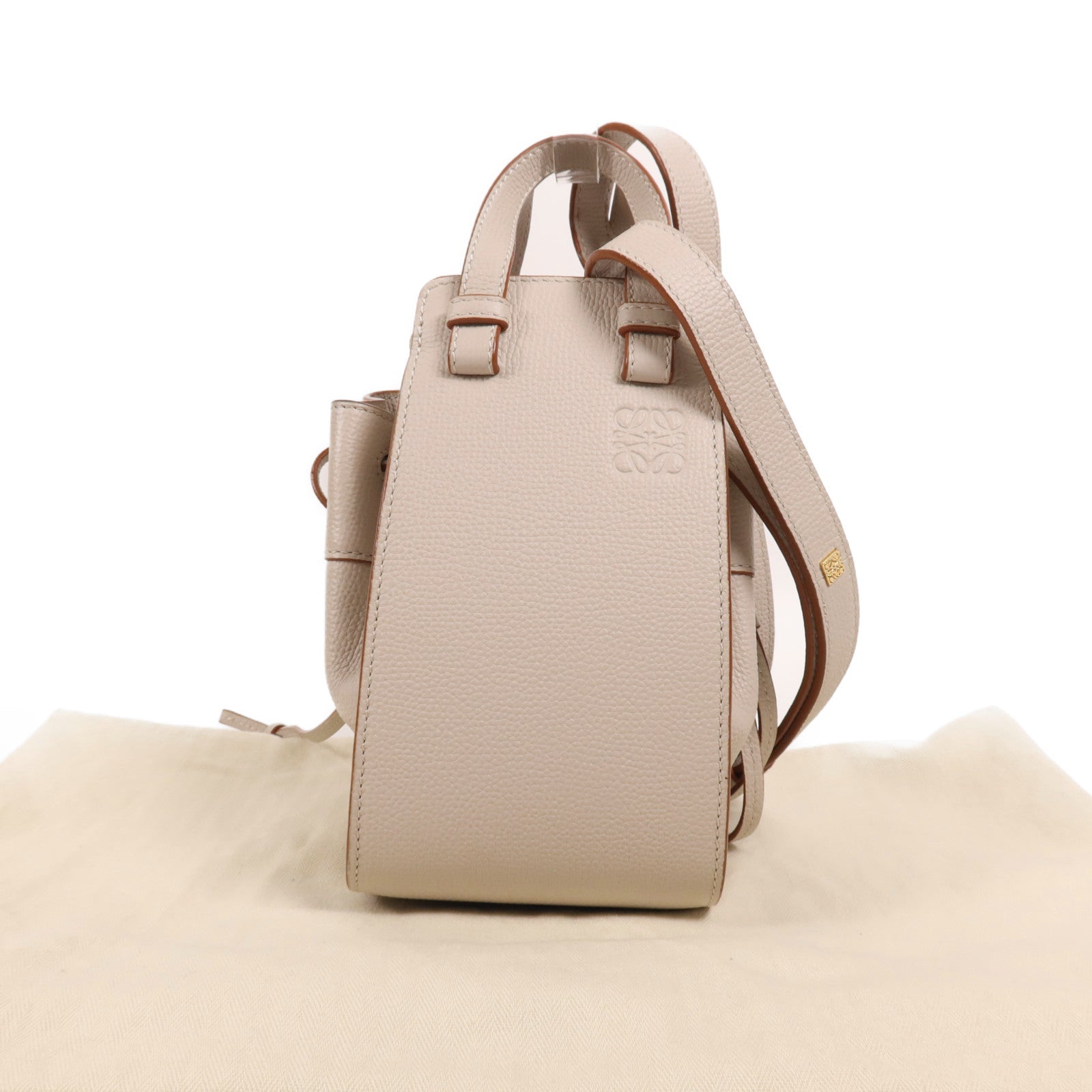 LOEWE 牛皮皮革Mini Hammock金扣手挽肩背兩用袋