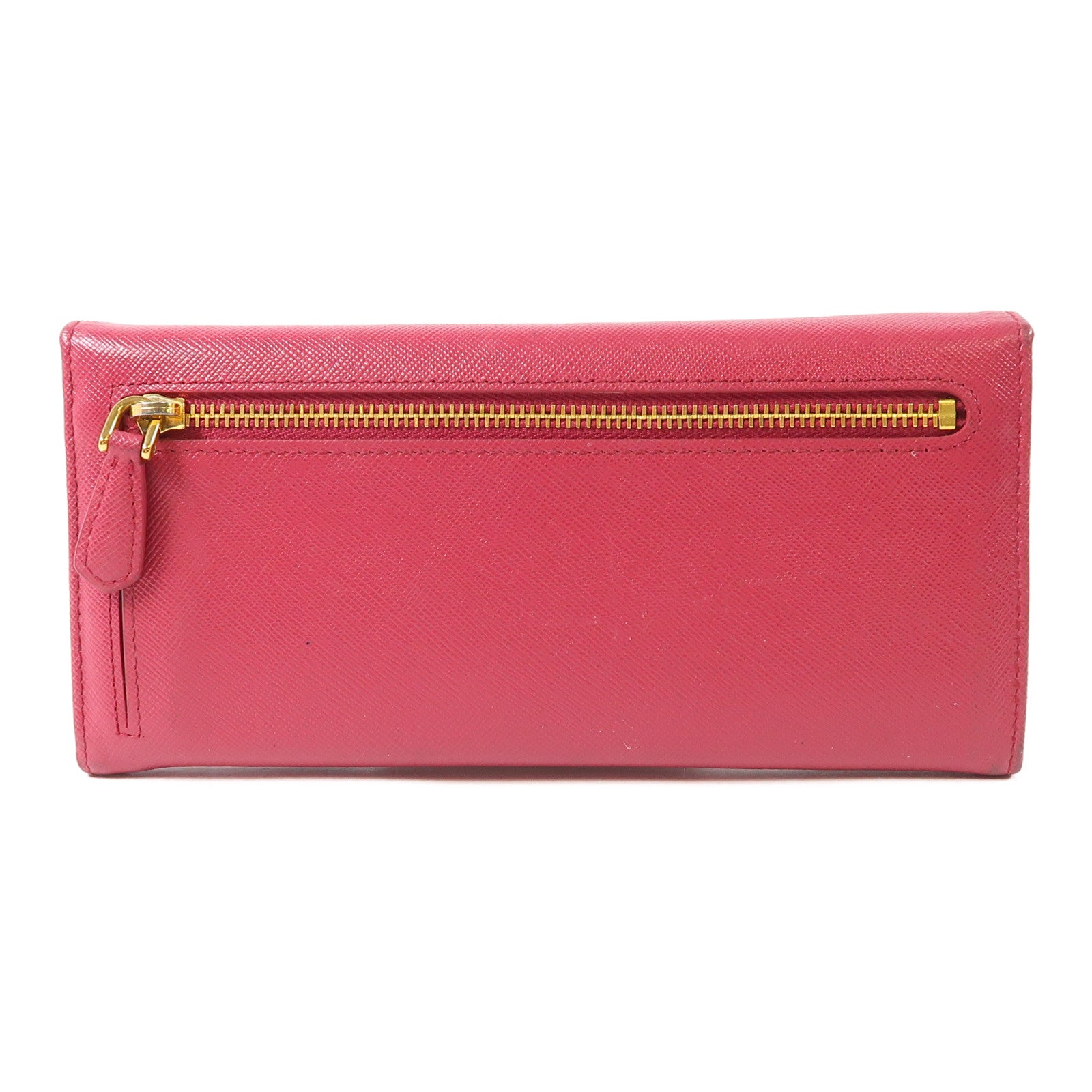 PRADA GHW Long Wallet Calfskin Leather Red