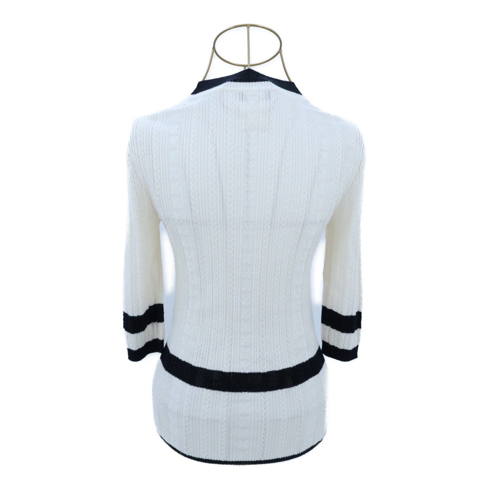 CHANEL Wool 3/4 Sleeve Heart Sweater針織