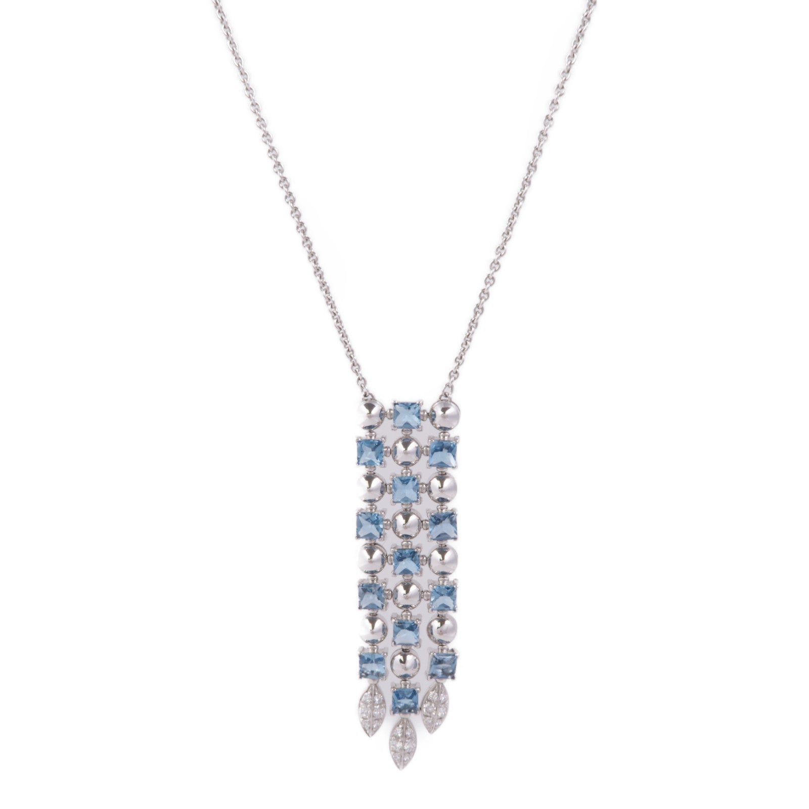 BVLGARI 【激減優惠】18K白金Lucia Topaz Diamond Necklace藍色托帕石/鑽石項鍊