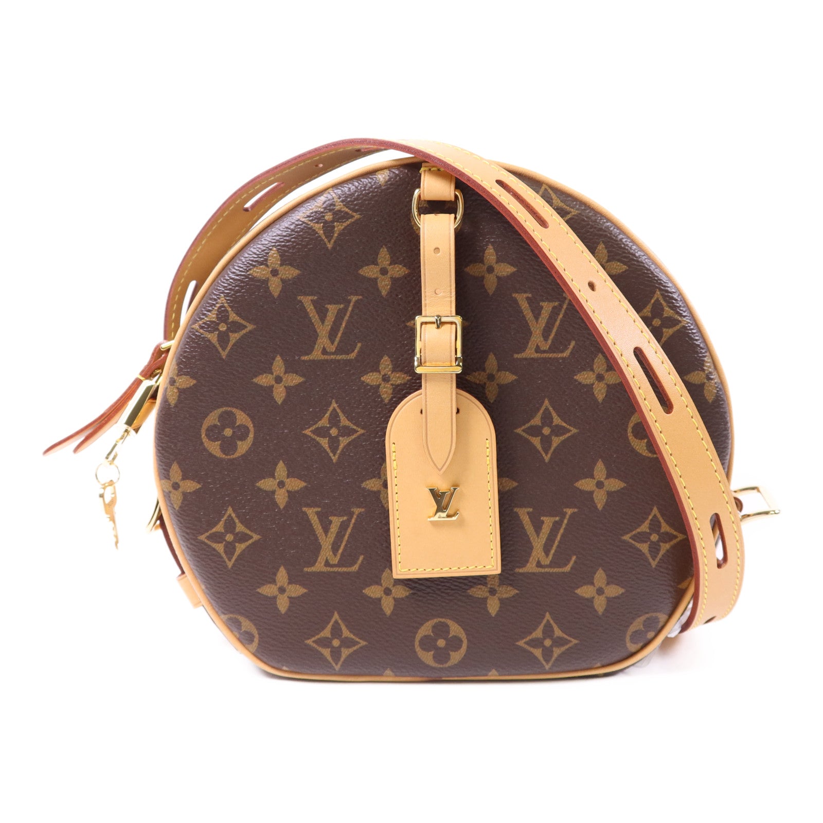LOUIS VUITTON Monogram Boite Chapeau Souple金扣肩背袋棕色