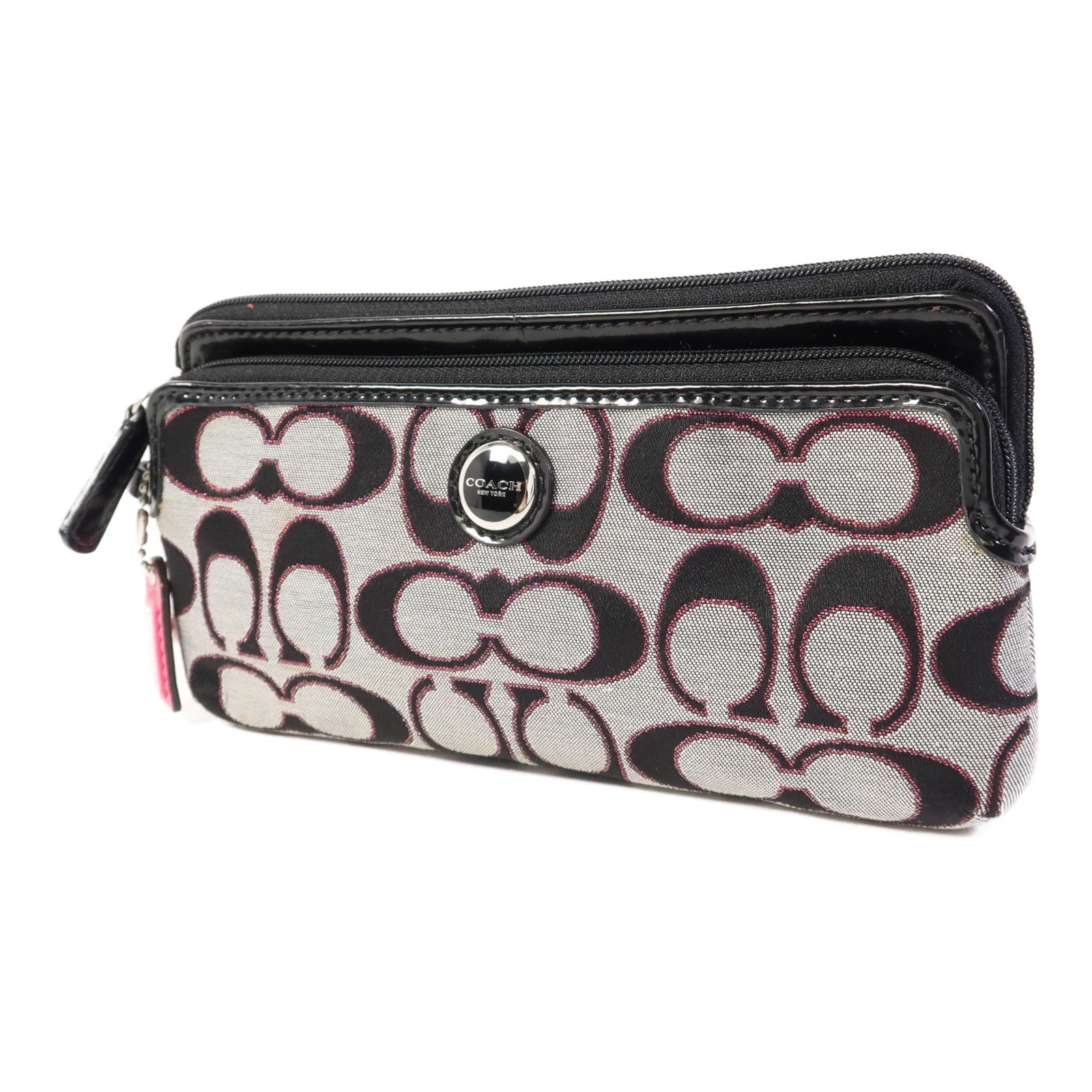 COACH 帆布Pouch wallet銀扣長錢包