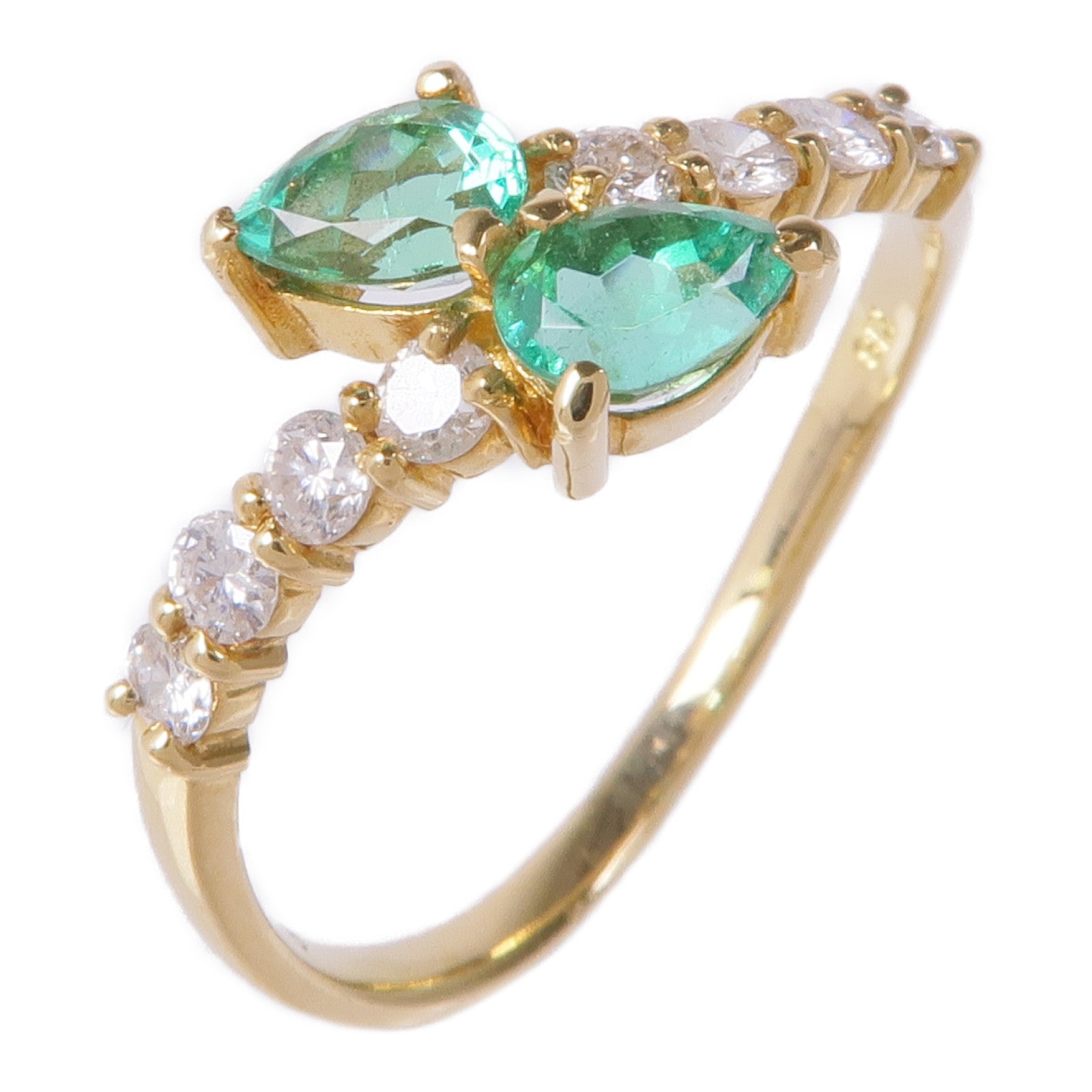 JEWELRY 18K黃金Emerald/Diamond Ring綠寶石/鑽石戒指US#6.25