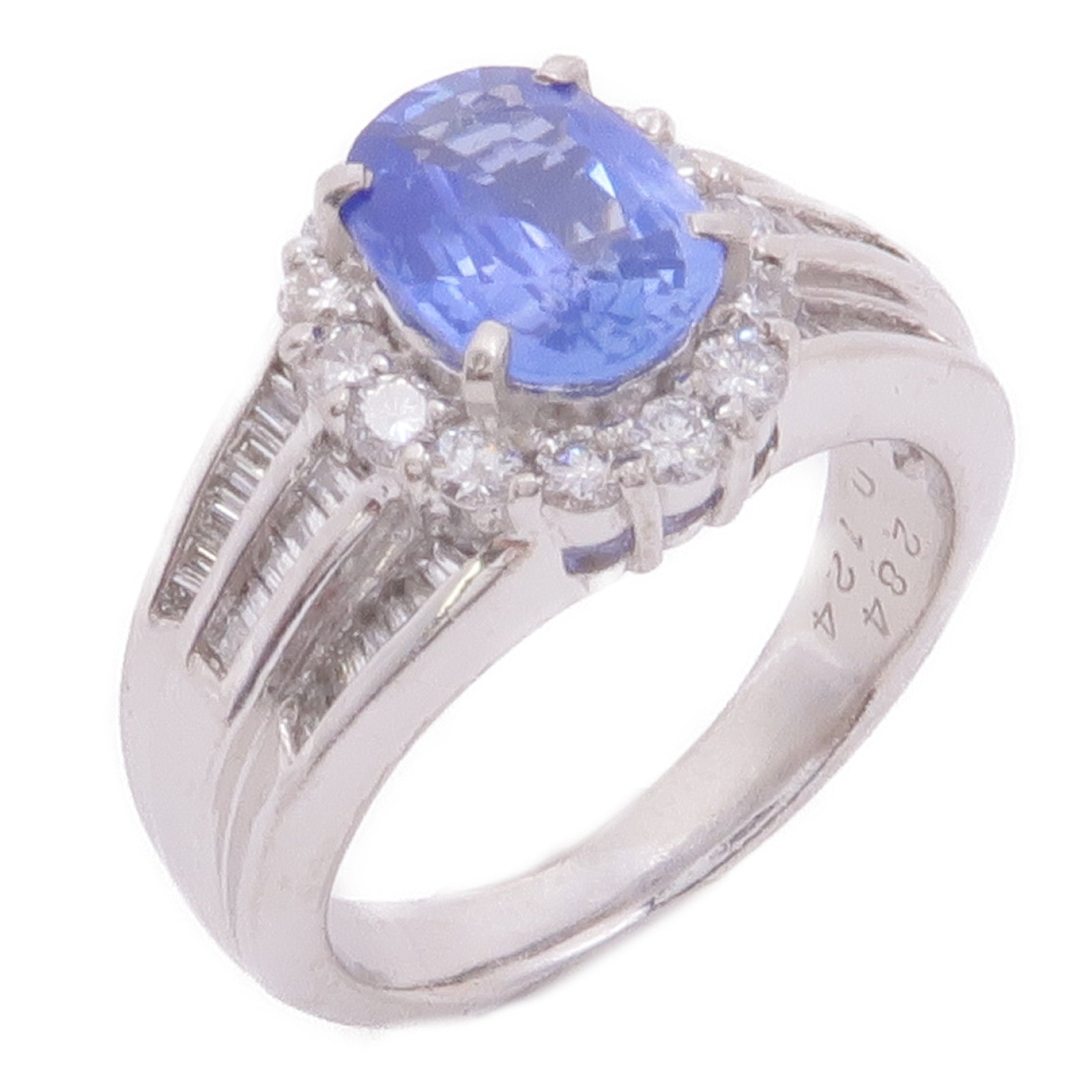 JEWELRY 【激減優惠】PT900鉑金Sapphire/Diamond Ring藍寶石/鑽石US#6.75