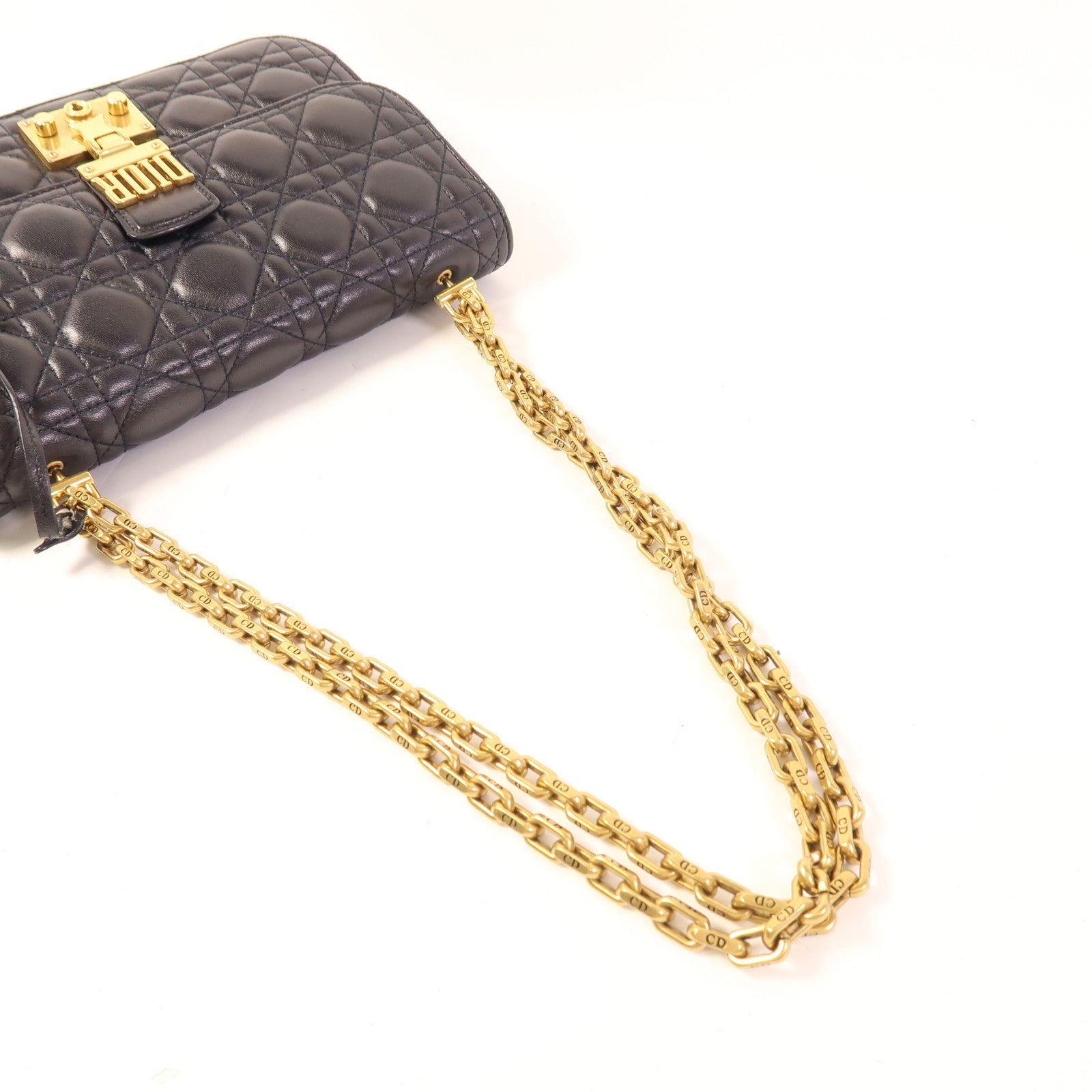 Christian Dior 牛皮皮革Dior Addict金扣鏈帶