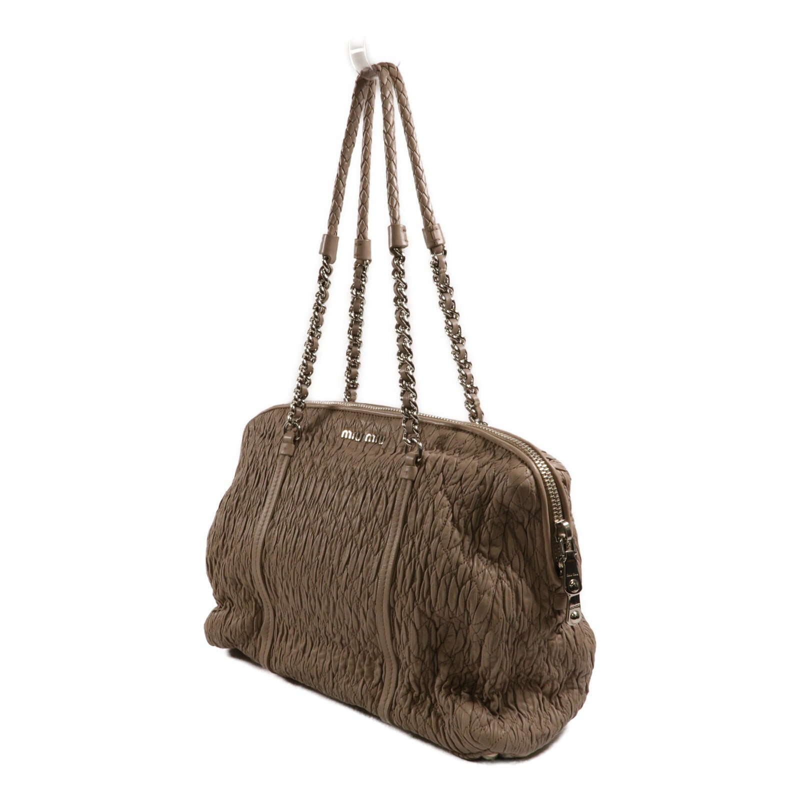 Miu Miu 羊皮皮革Chain Shoulder鏈帶肩背袋