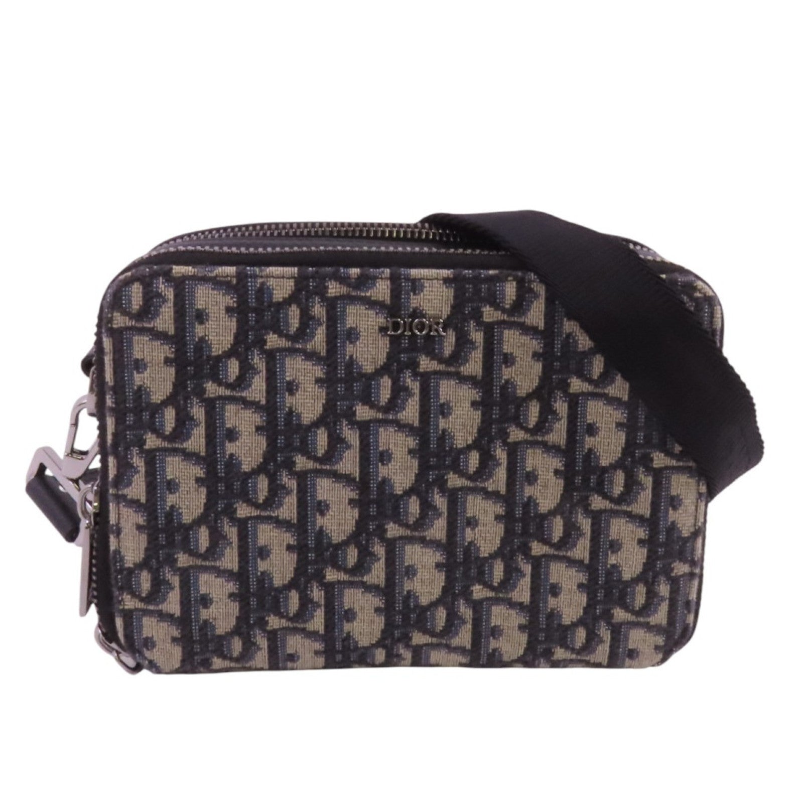 Dior Obriqur帆布Zipped Pouch With Strap銀扣肩背袋
