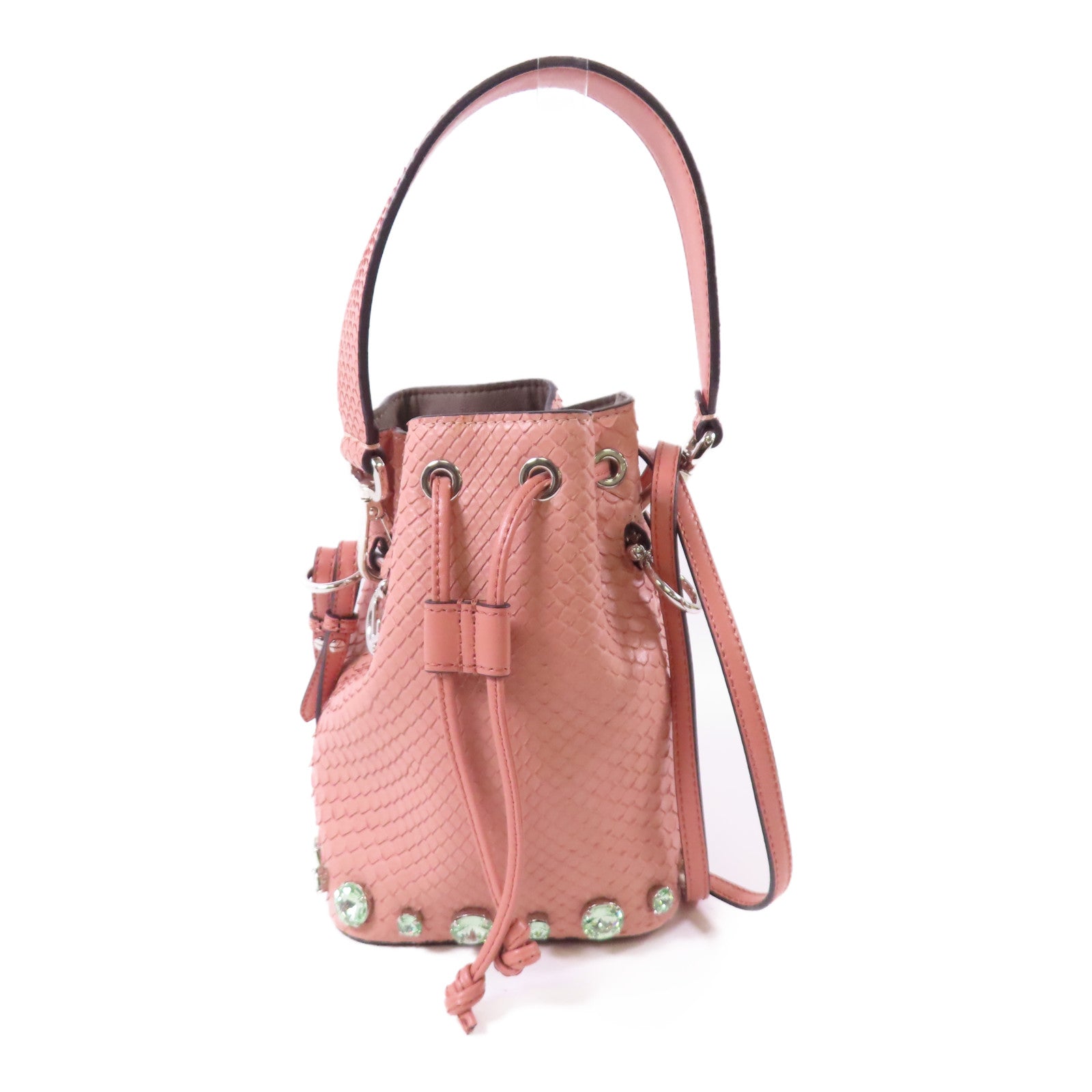 FENDI 蛇皮皮革Mon Tresor銀扣手挽肩背兩用袋