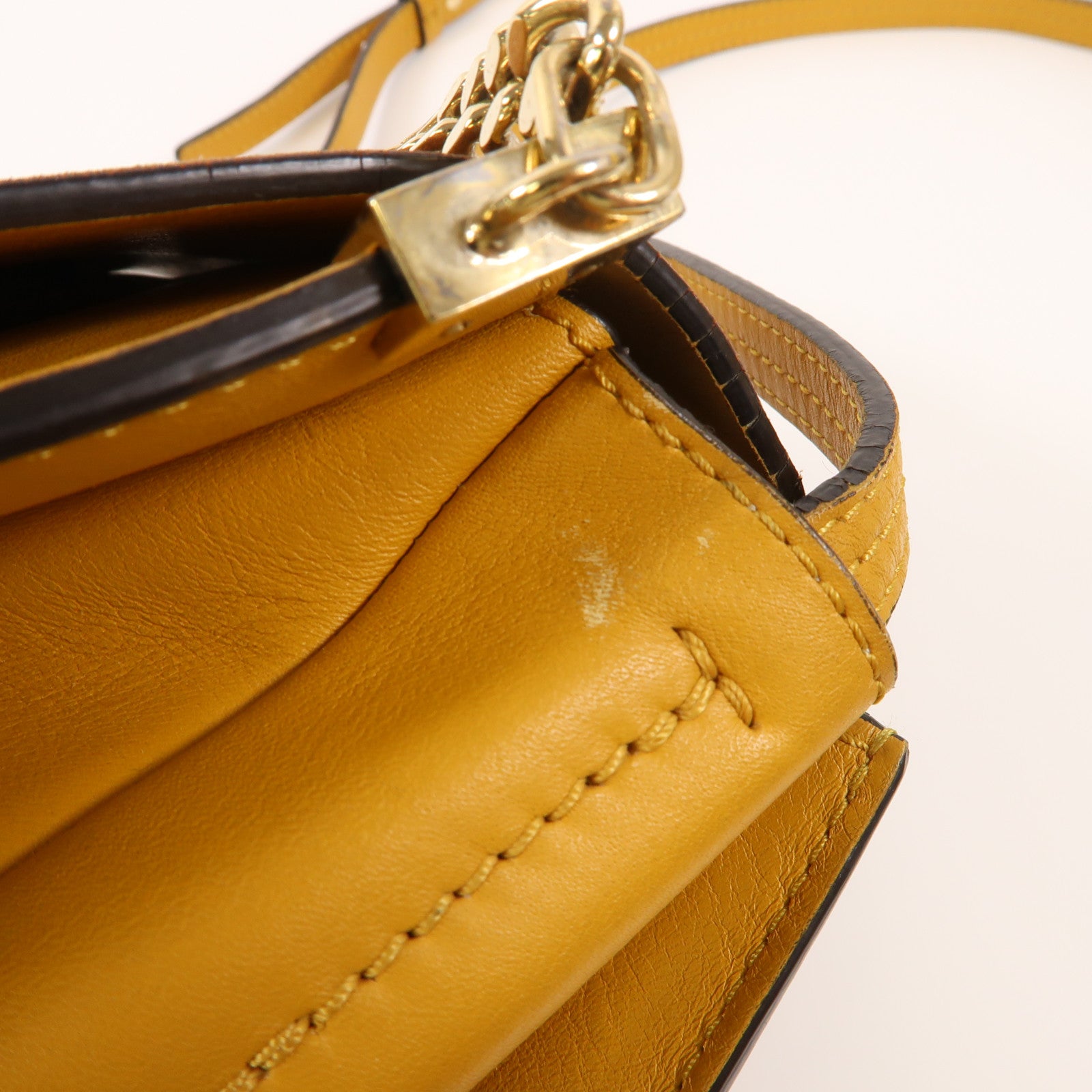 Chloe 牛皮/麂皮皮革Faye金扣肩背袋