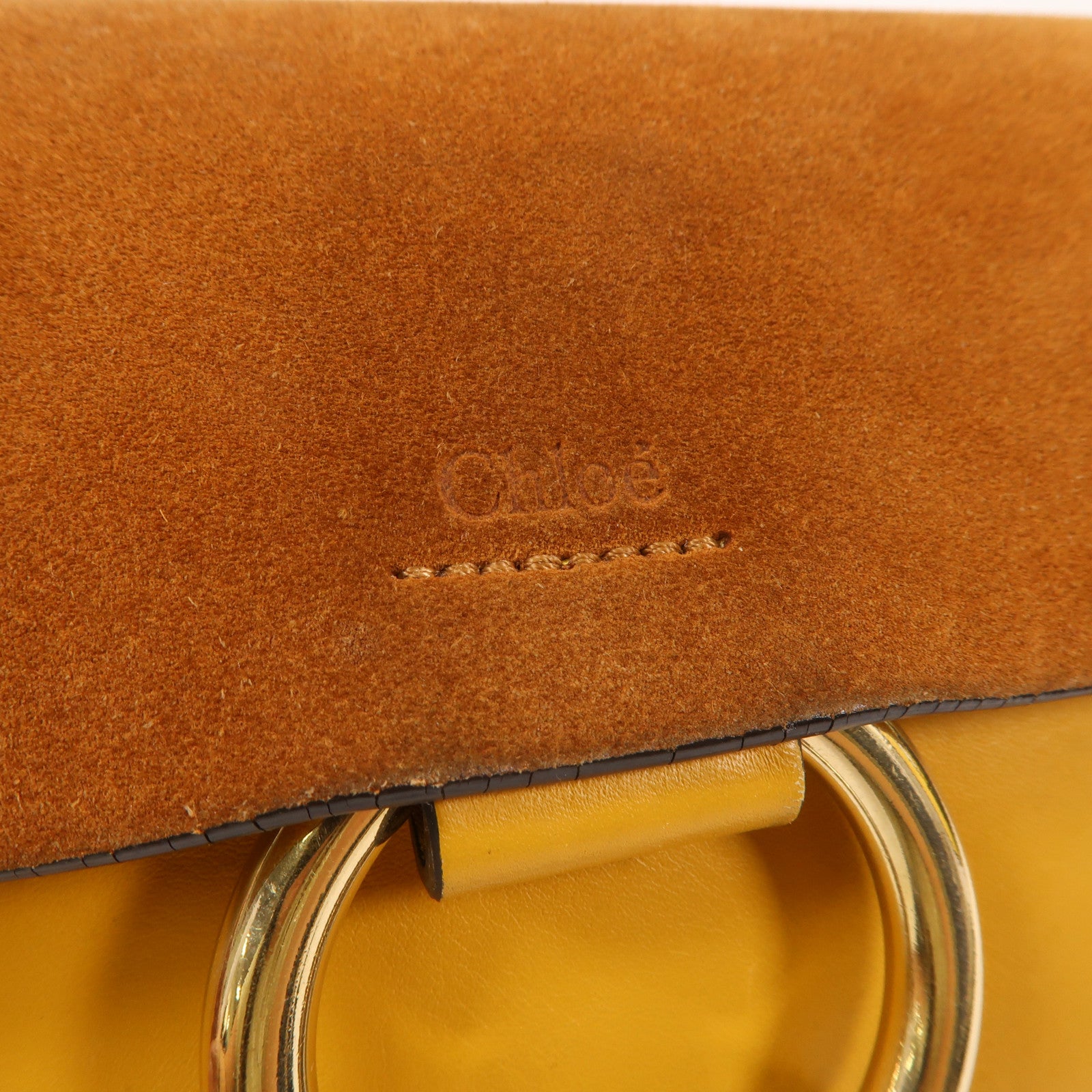 Chloe 牛皮/麂皮皮革Faye金扣肩背袋