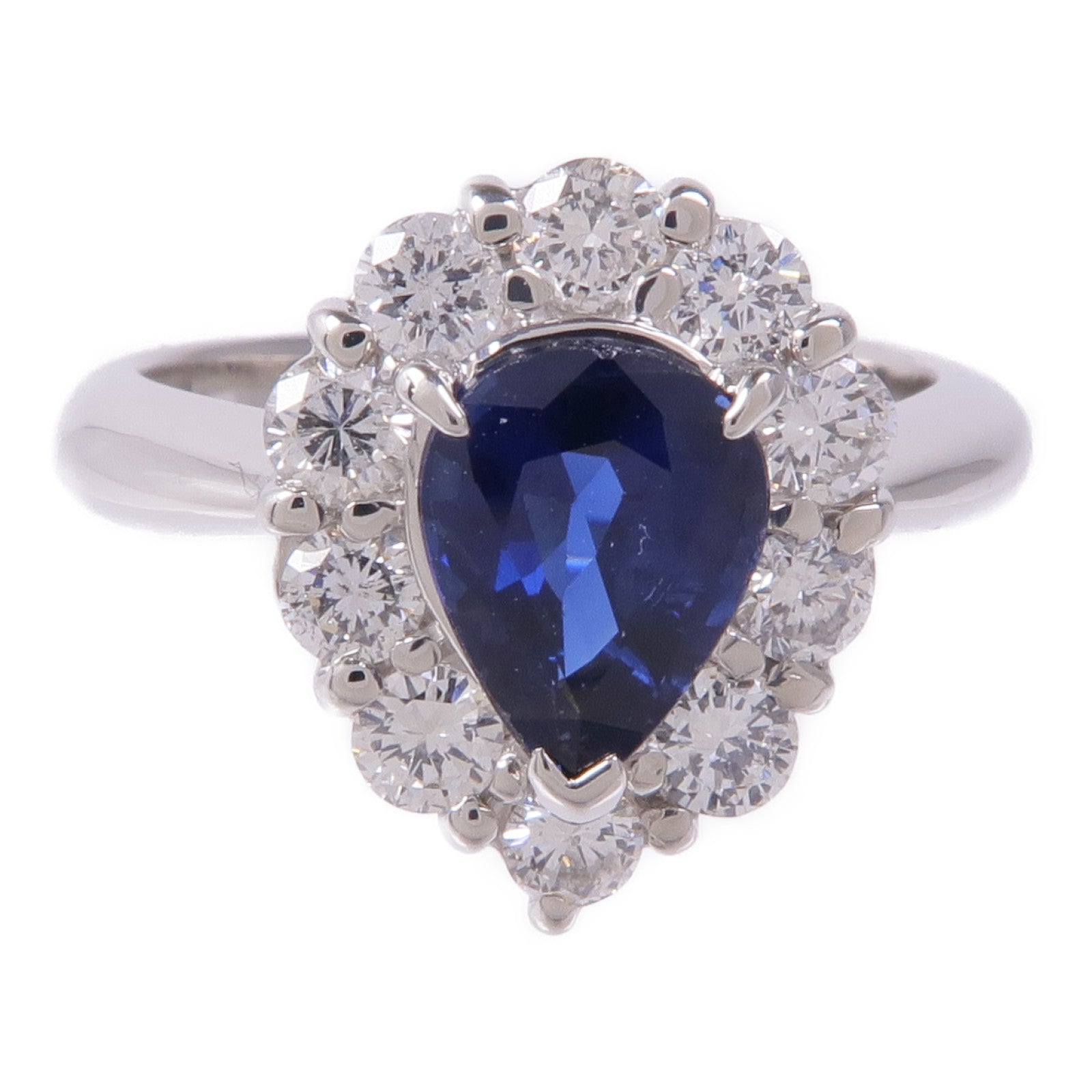 JEWELRY PT900鉑金Sapphire/Diamond Ring藍寶石/鑽石戒指US#5.75