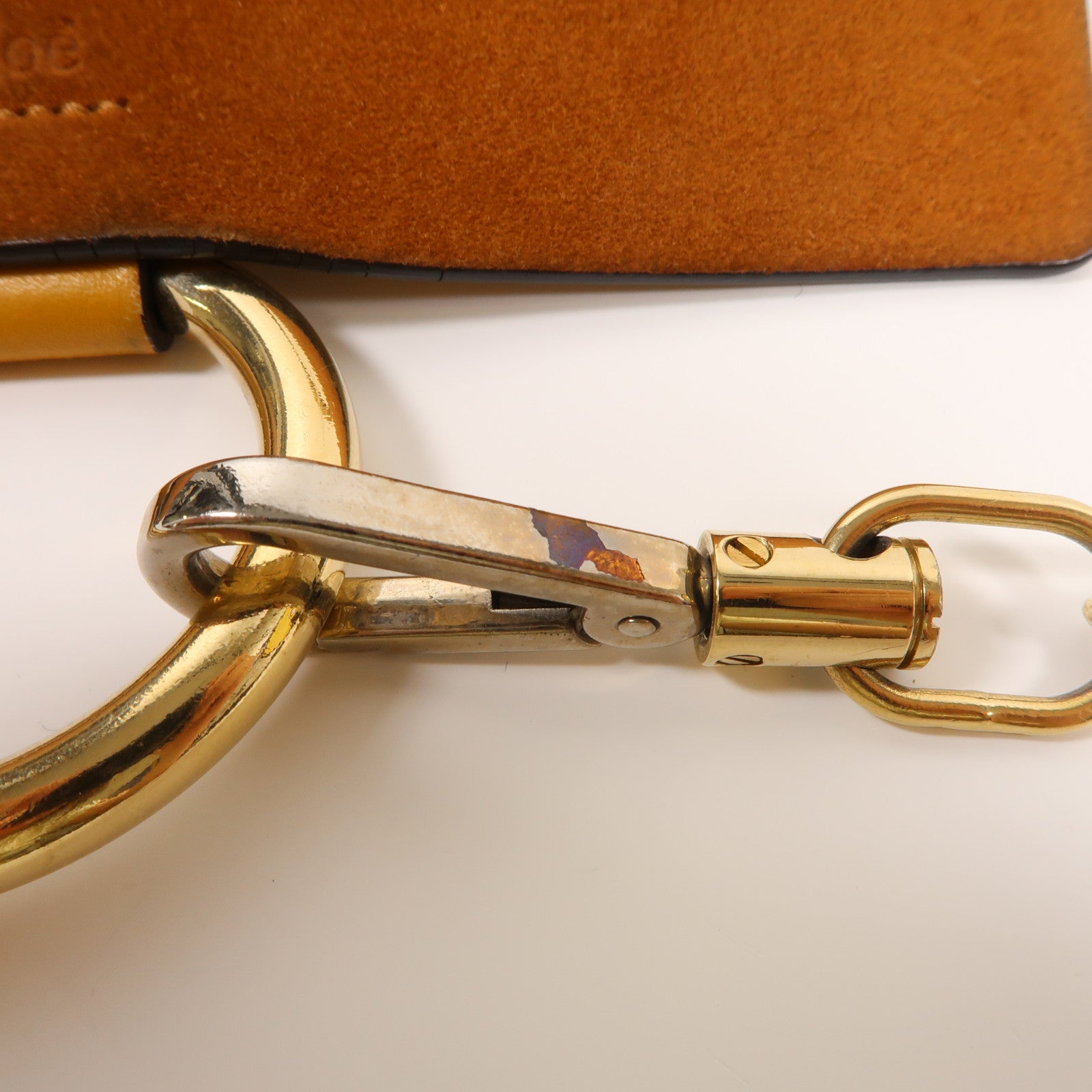 Chloe 牛皮/麂皮皮革Faye金扣肩背袋