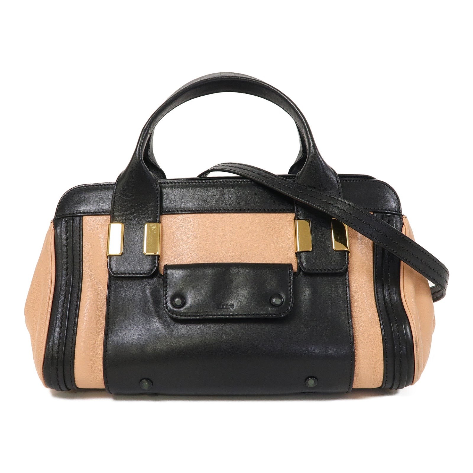 Chloe 【激減優惠】牛皮皮革Alice Handle bag金扣手挽肩背兩用袋黑色/粉紅色