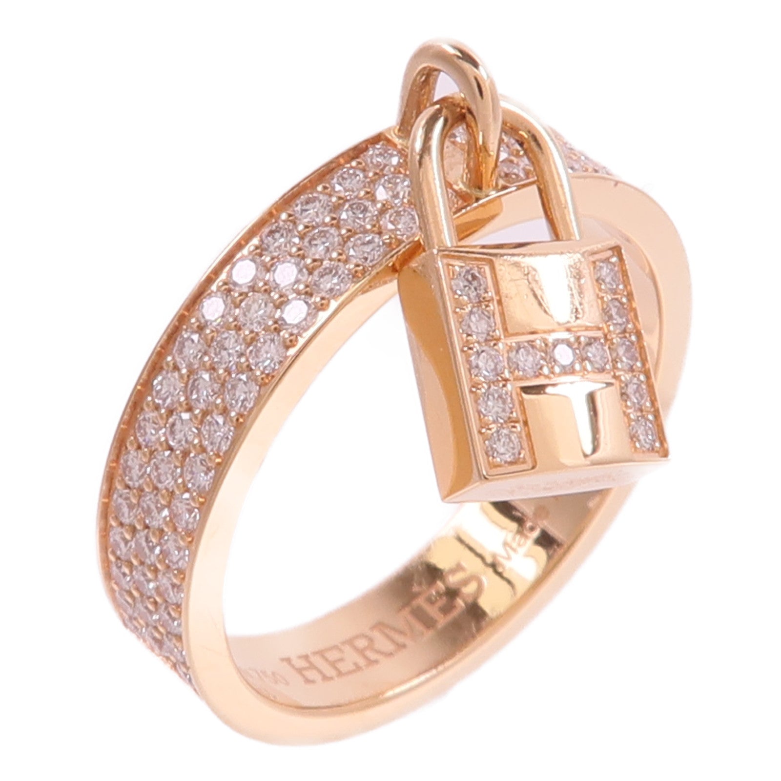 HERMES 18K玫瑰金Kelly Clochette Ring鑽石戒指