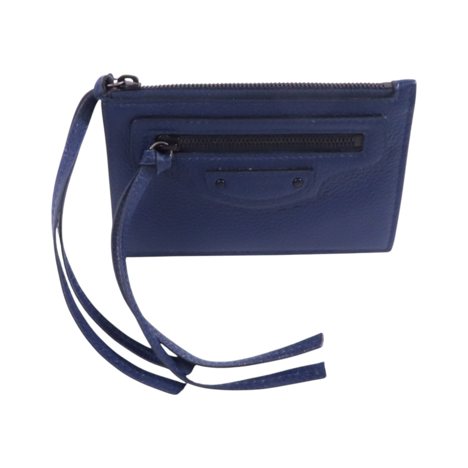 BALENCIAGA Card Case Card Holder Blue 640110 Calfskin Leather