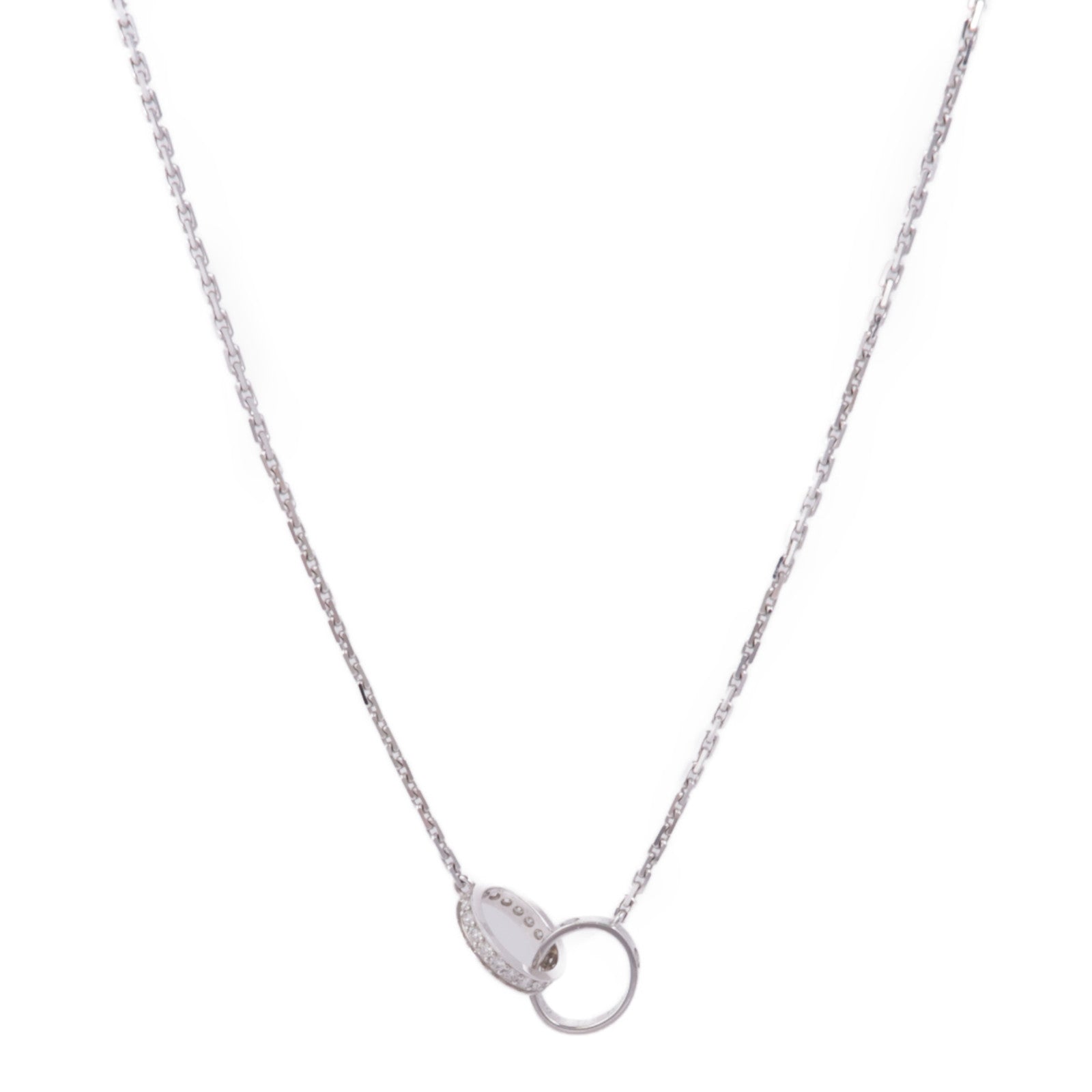 CARTIER 18K白金Love Necklace Semi Paved鑽石項鍊
