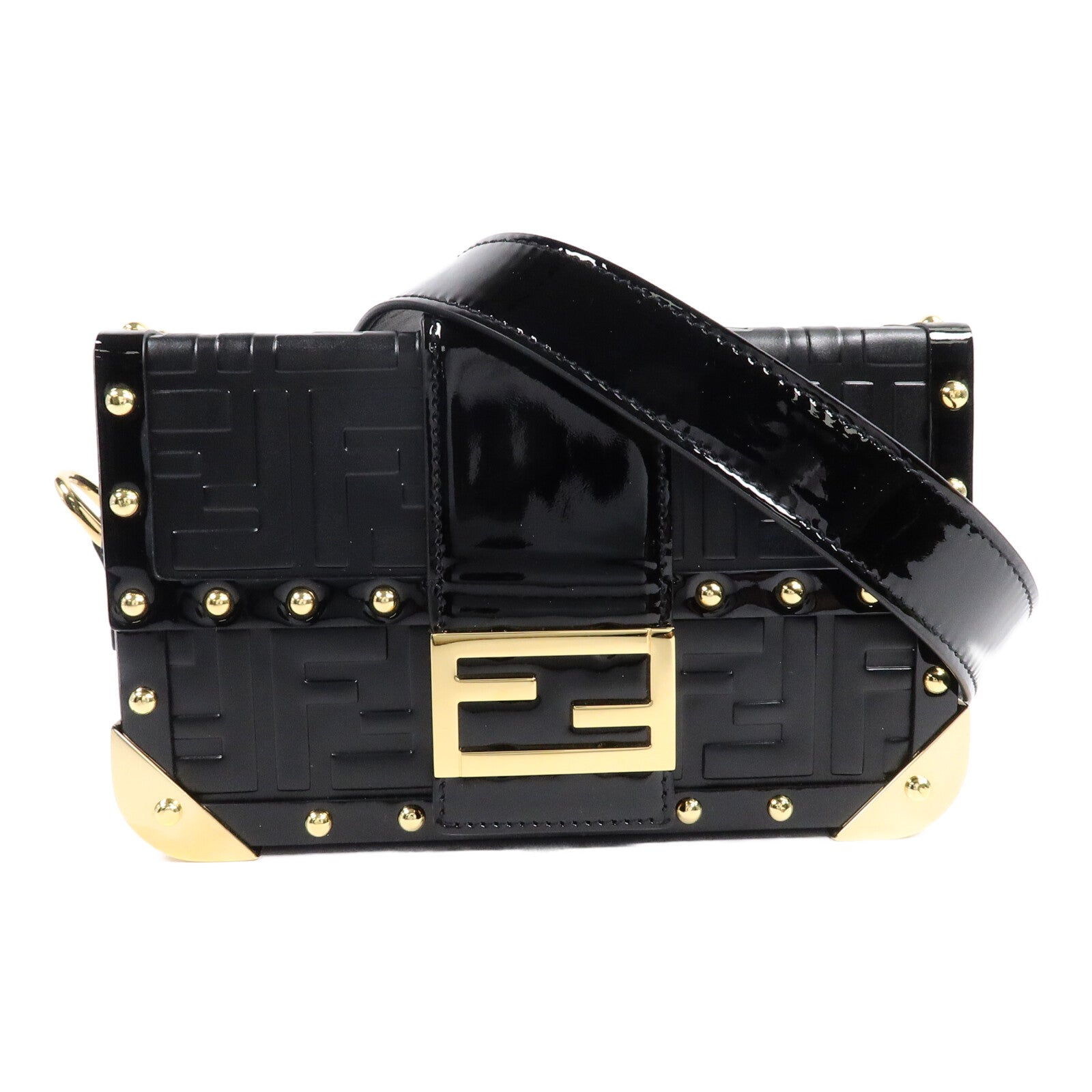 FENDI 牛皮皮革Baguette Trunk Mini肩背袋