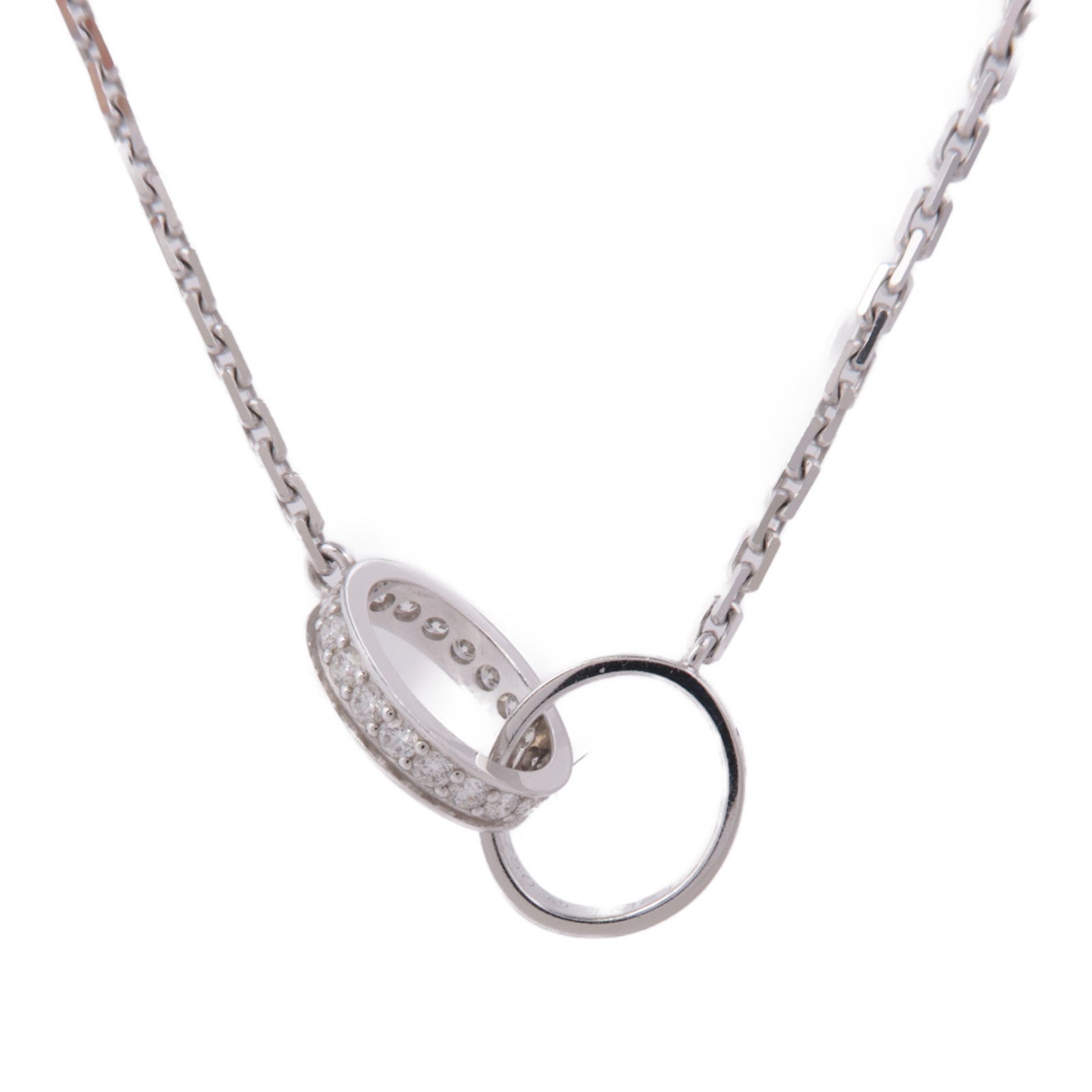 CARTIER 【激減優惠】18K白金Love Necklace Semi Paved鑽石項鍊