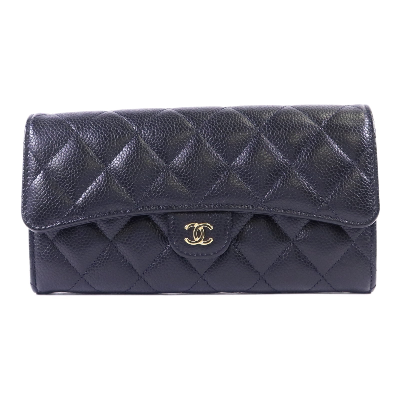 CHANEL 牛皮皮革Classic Long Flap Wallet金扣長錢包