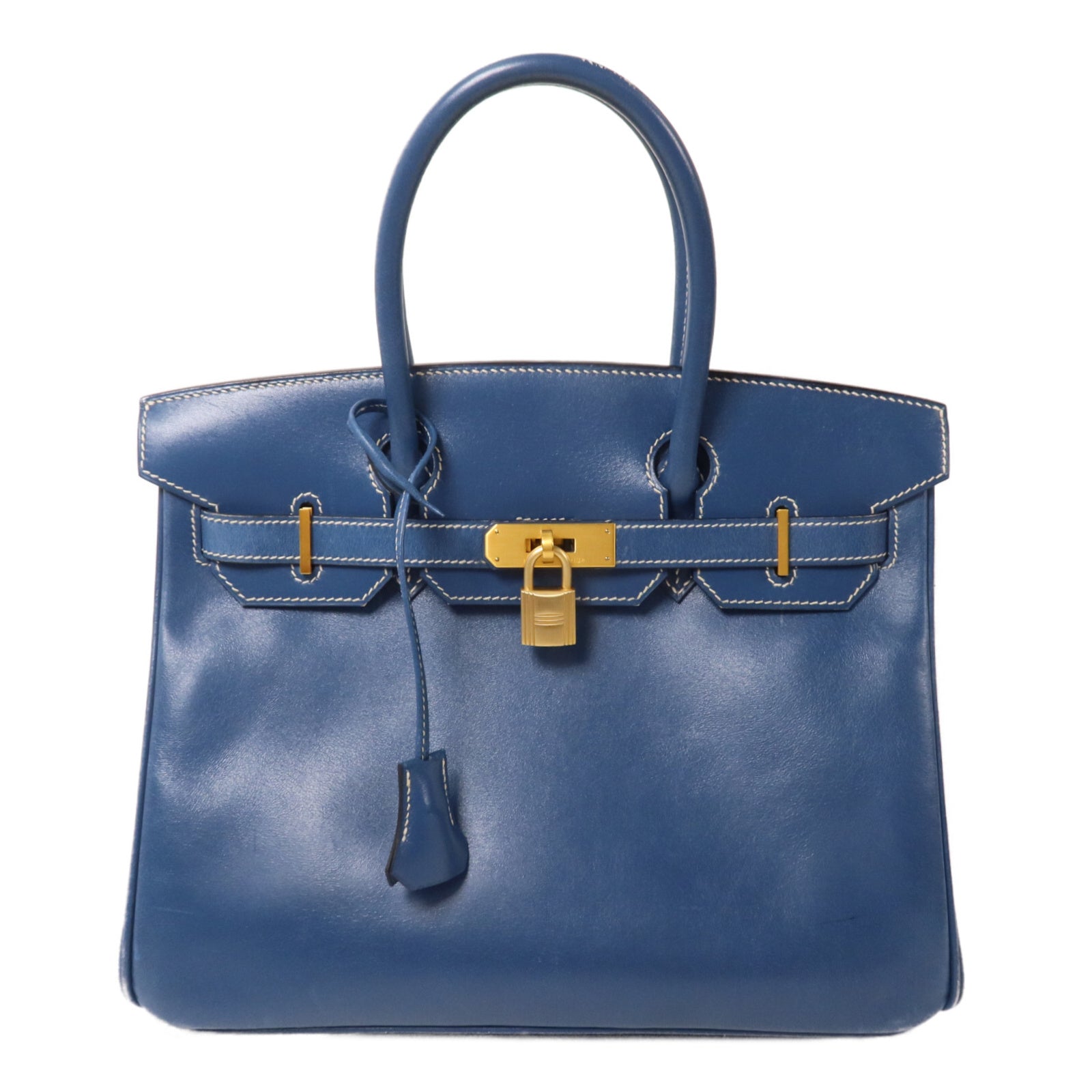 HERMES Swift皮革Birkin 30手挽袋Bleu Thalassa