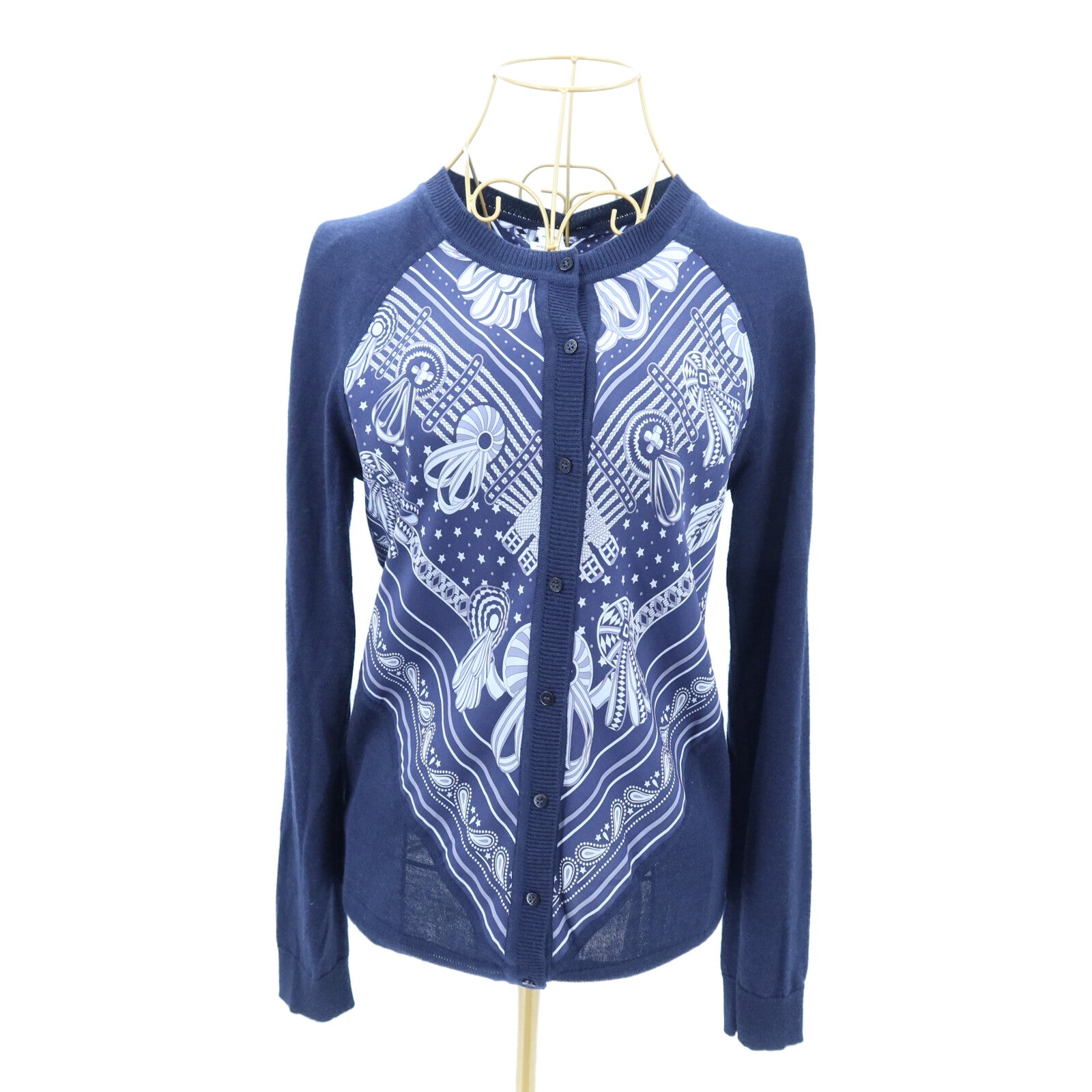 HERMES Silk/Cashmere Twillaine Cardigan針織