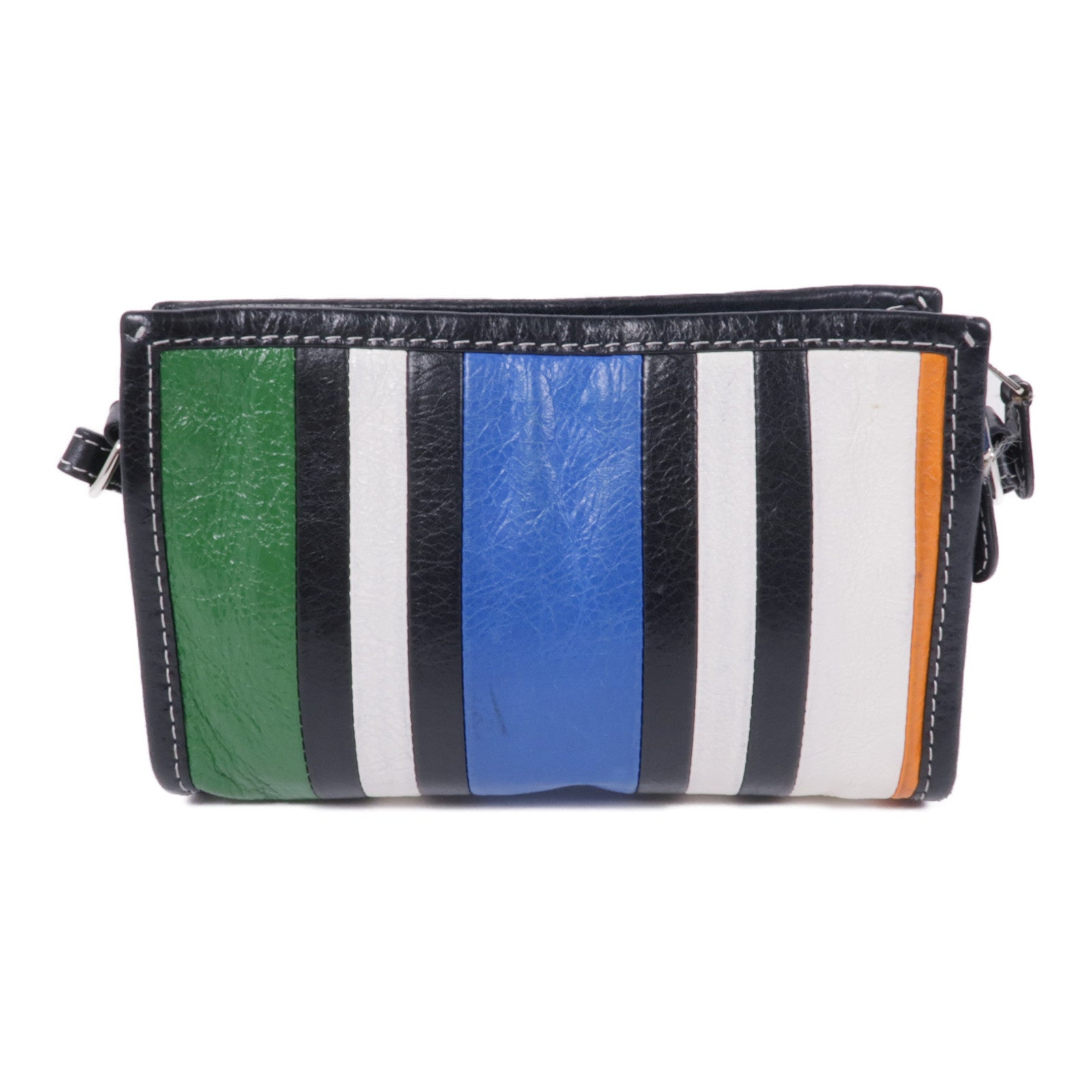 BALENCIAGA SHW Shoulder Bag 452460 Calfskin Leather White Blue Black Green