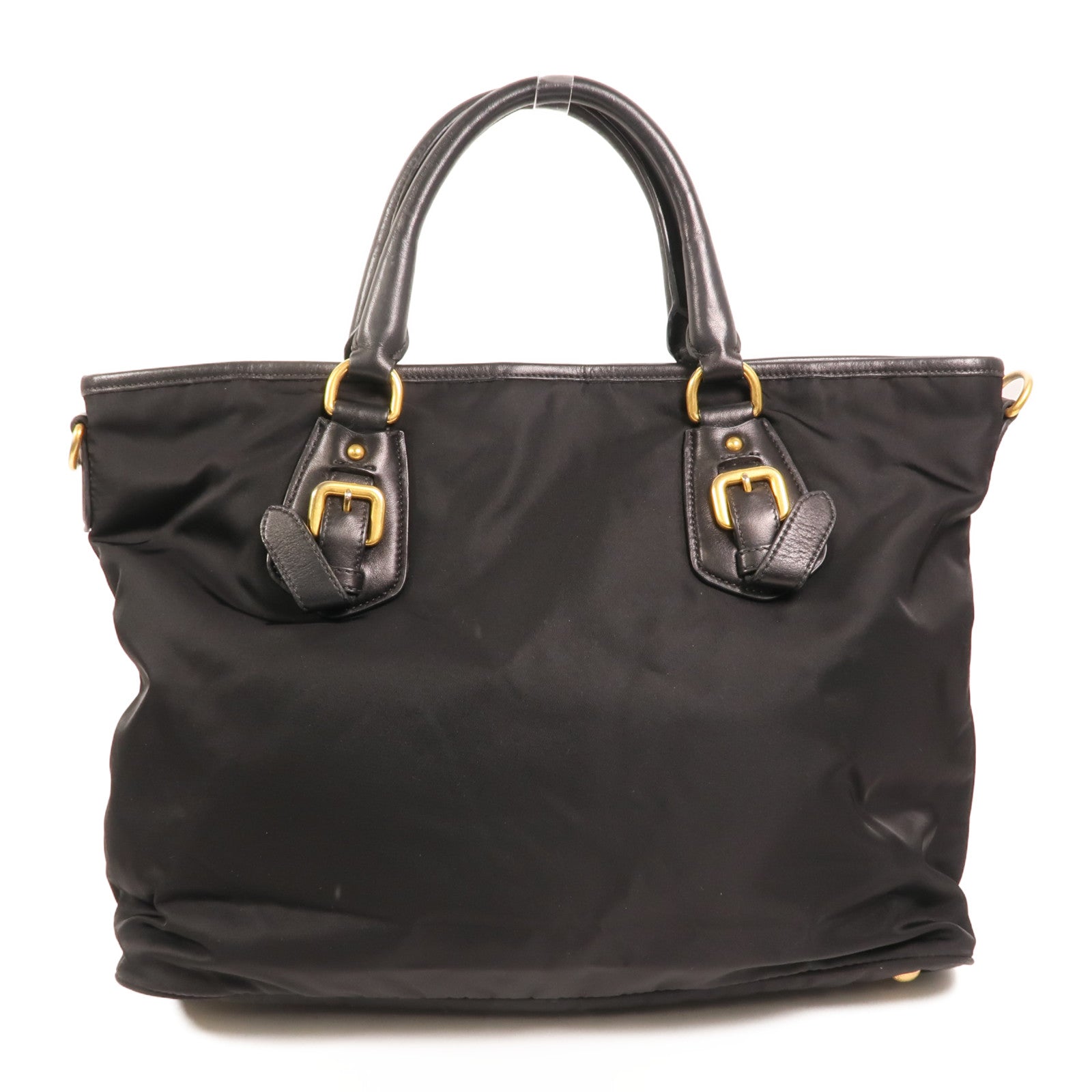 PRADA 尼龍/皮革HandBag金扣手挽肩背兩用袋