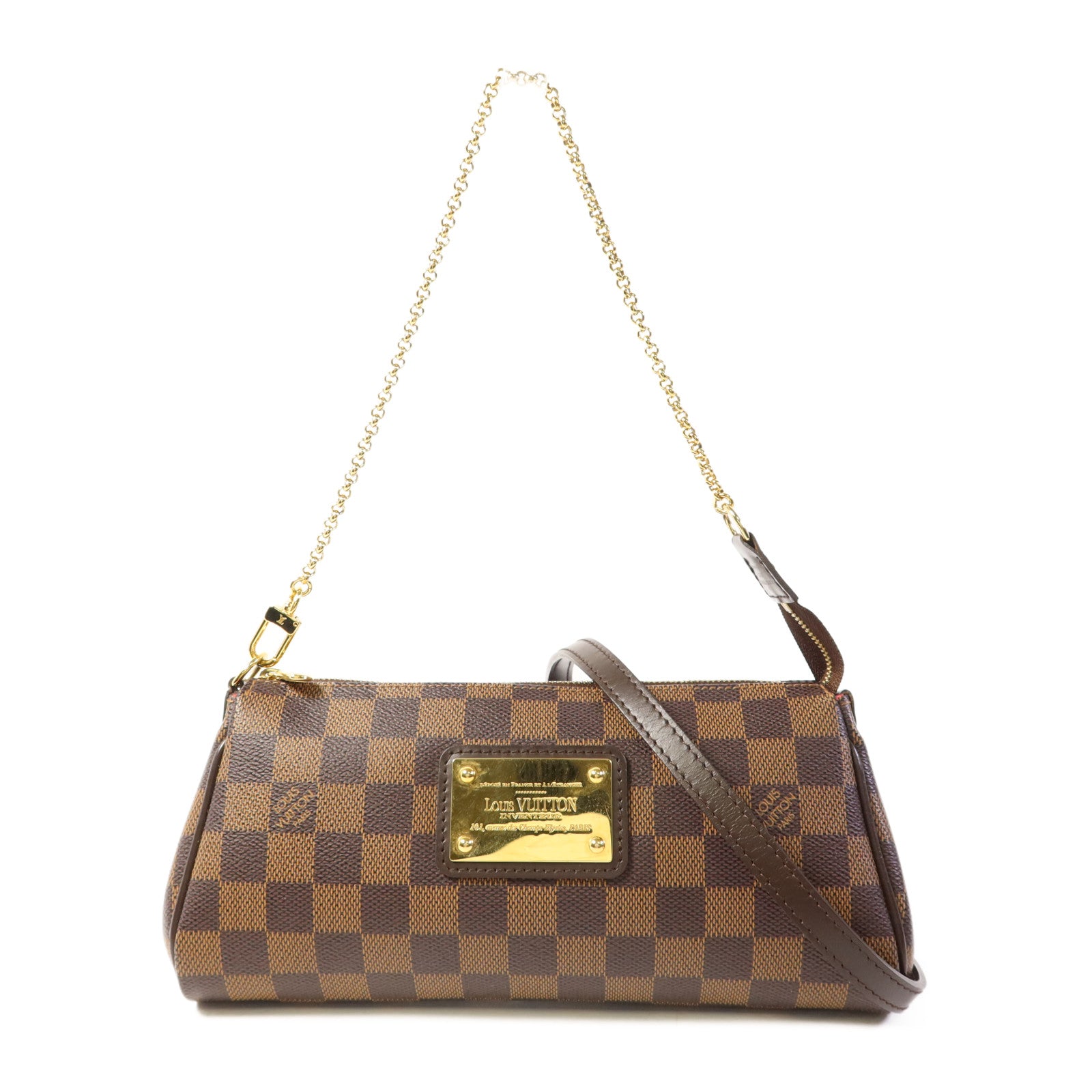 LOUIS VUITTON Damier Eva金扣手挽肩背兩用袋棕色