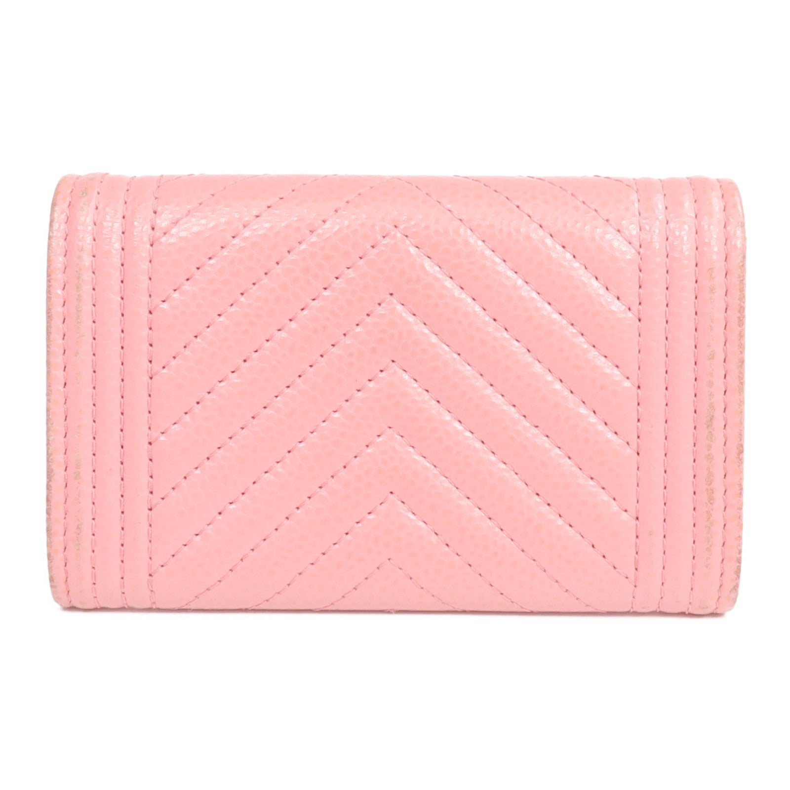 CHANEL 牛皮皮革Boy Card Case銀扣卡片套