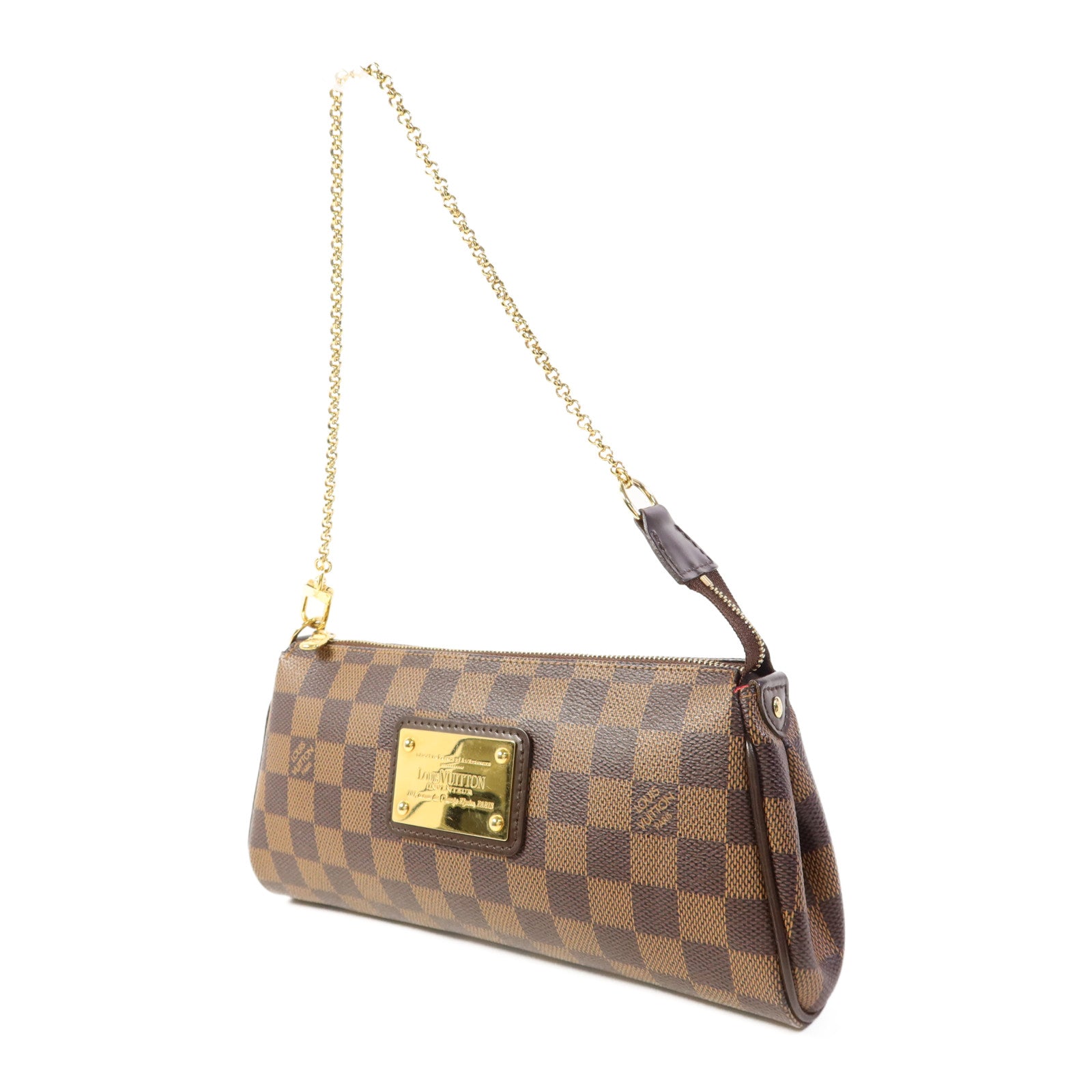 LOUIS VUITTON Damier Eva金扣手挽肩背兩用袋棕色