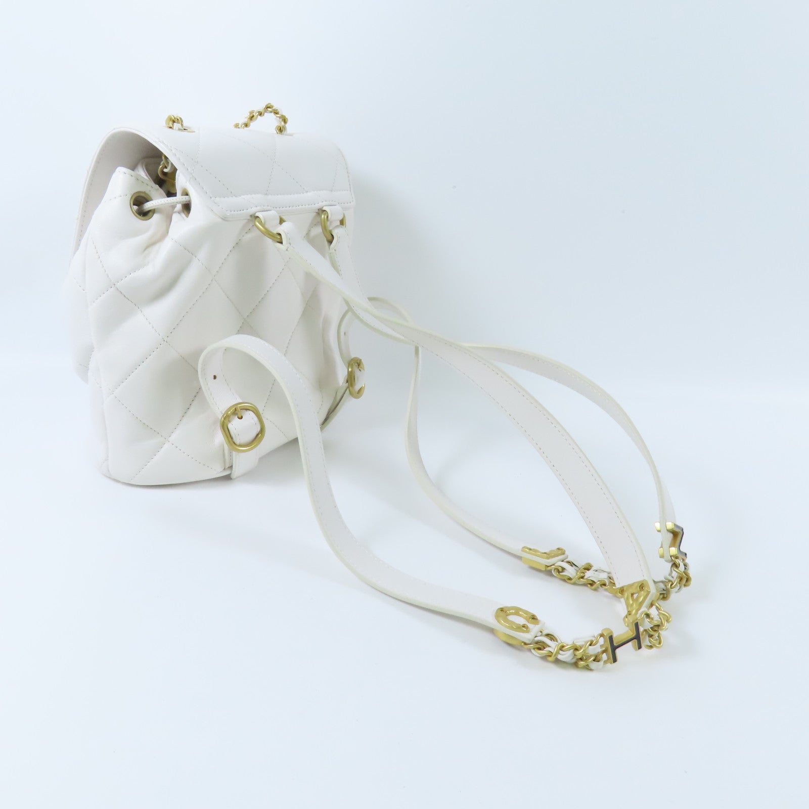 CHANEL CC GHW Ado Backpack Lambskin Leather White