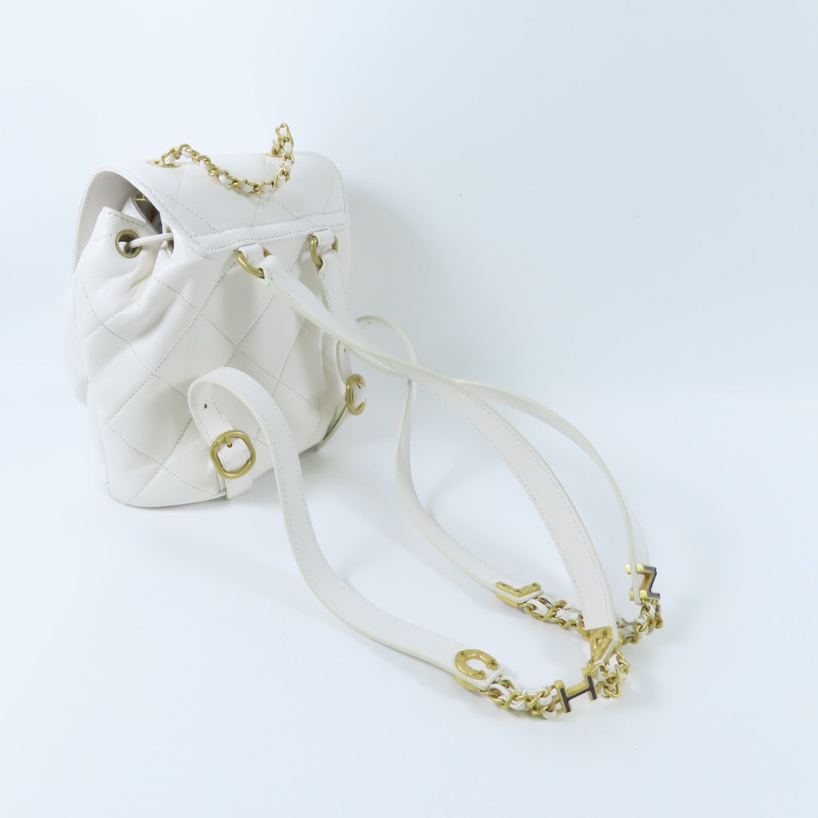 CHANEL CC GHW Ado Backpack Lambskin Leather White