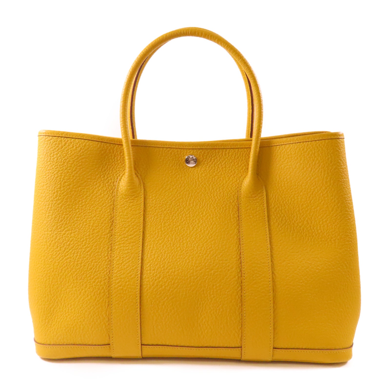 HERMES PHW Garden Party PM Handbag Negonda Leather 2P Cumin