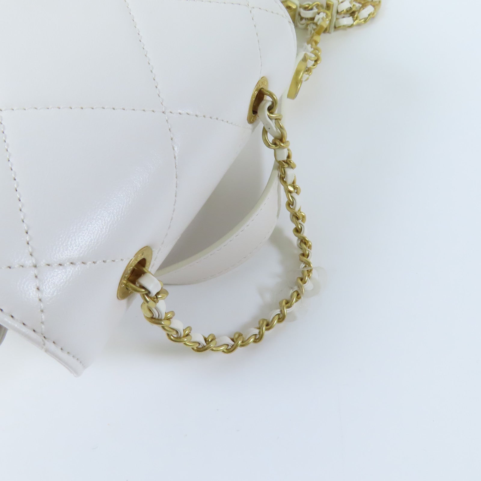 CHANEL CC GHW Ado Backpack Lambskin Leather White