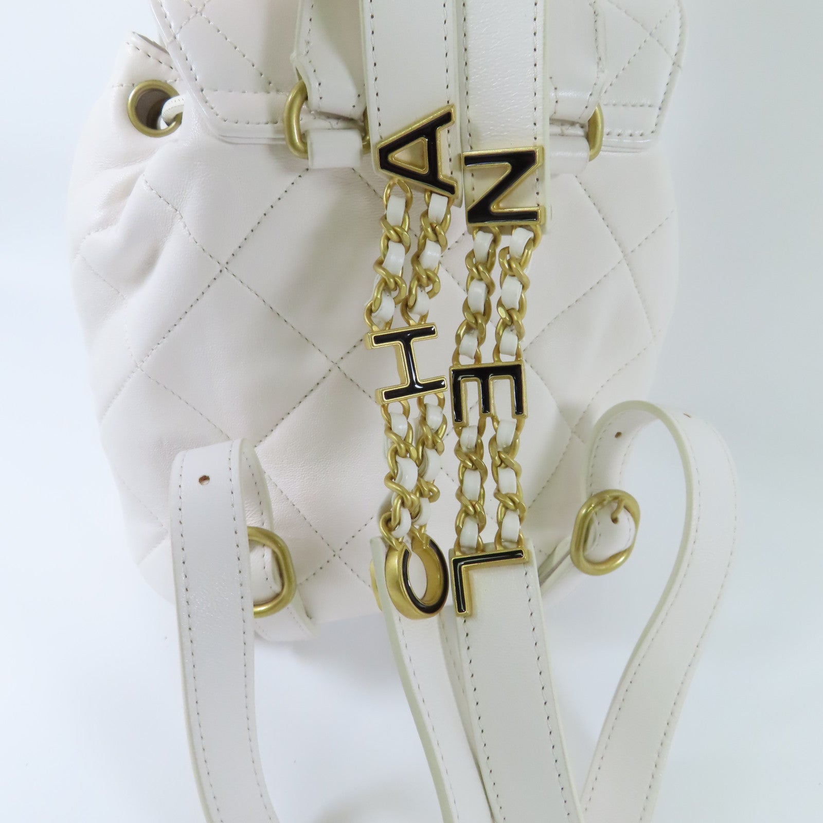 CHANEL CC GHW Ado Backpack Lambskin Leather White