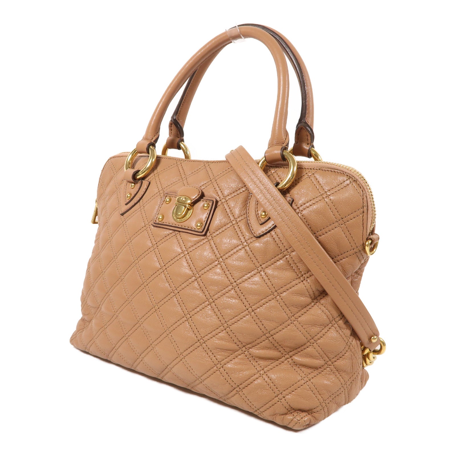 MARC JACOBS 牛皮皮革Shoulder Bag金扣手挽肩背兩用袋粉紅色