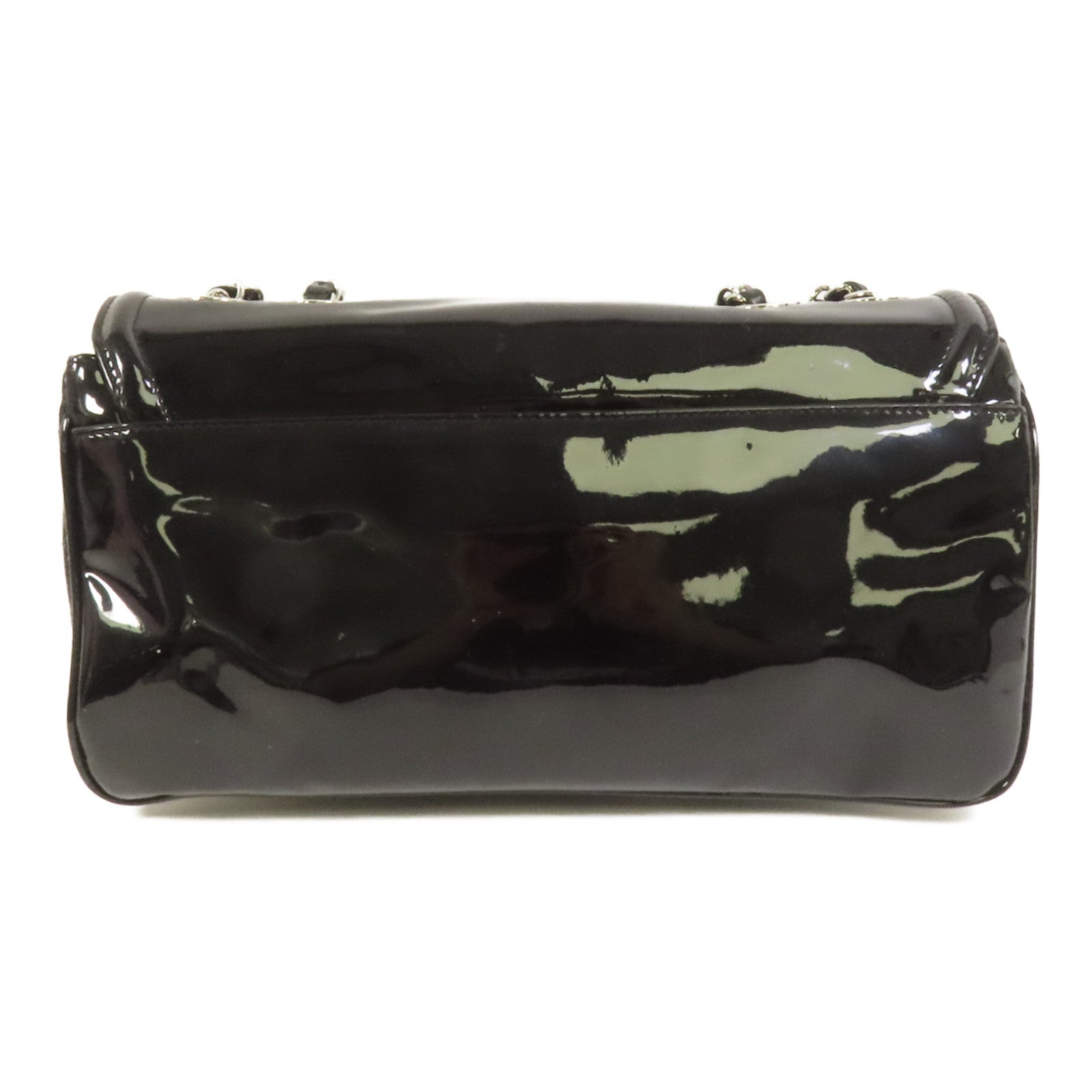 CHANEL 漆皮皮革Lipstick Flap Bag銀扣肩背袋