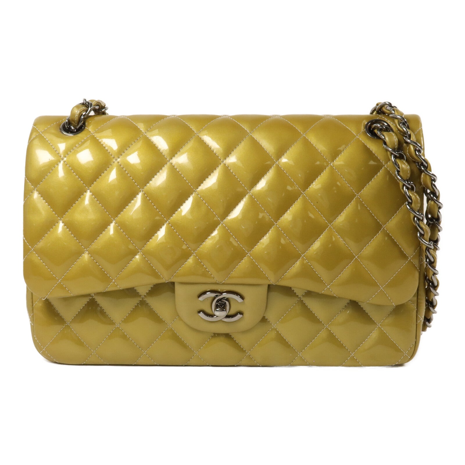 CHANEL 漆皮皮革Large Classic鏈帶肩背袋