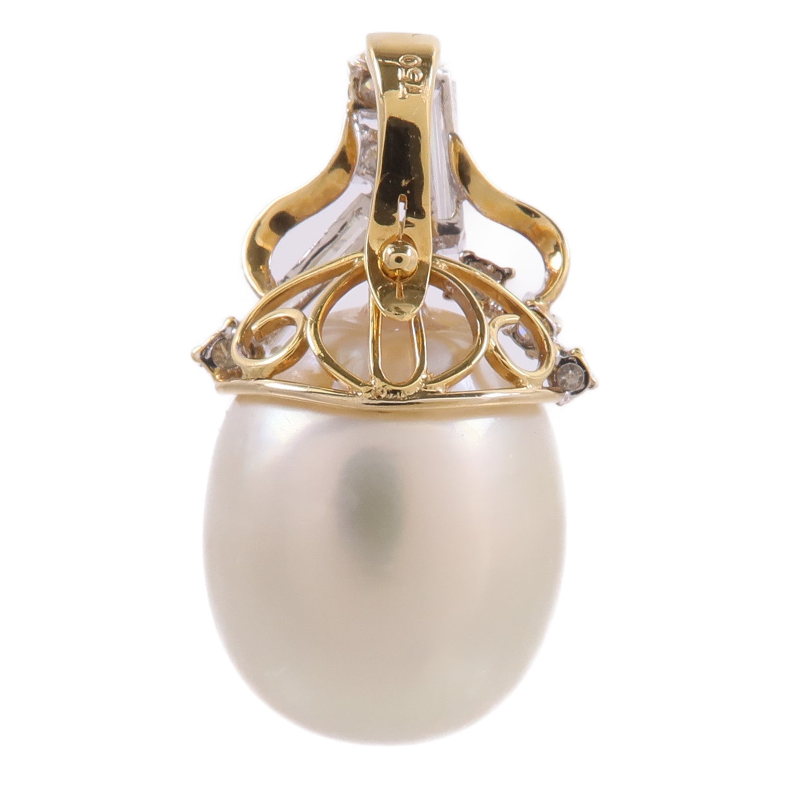 JEWELRY 18K黃金/白金Pearl Diamond Pendant Top珍珠/鑽石吊墜