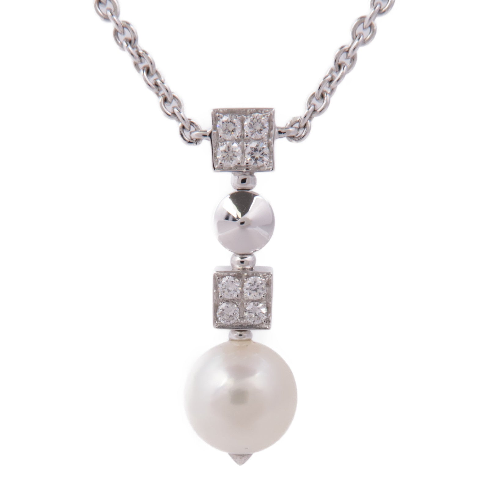 BVLGARI 18K白金Lucea Diamond Pearl Necklace珍珠/鑽石項鍊